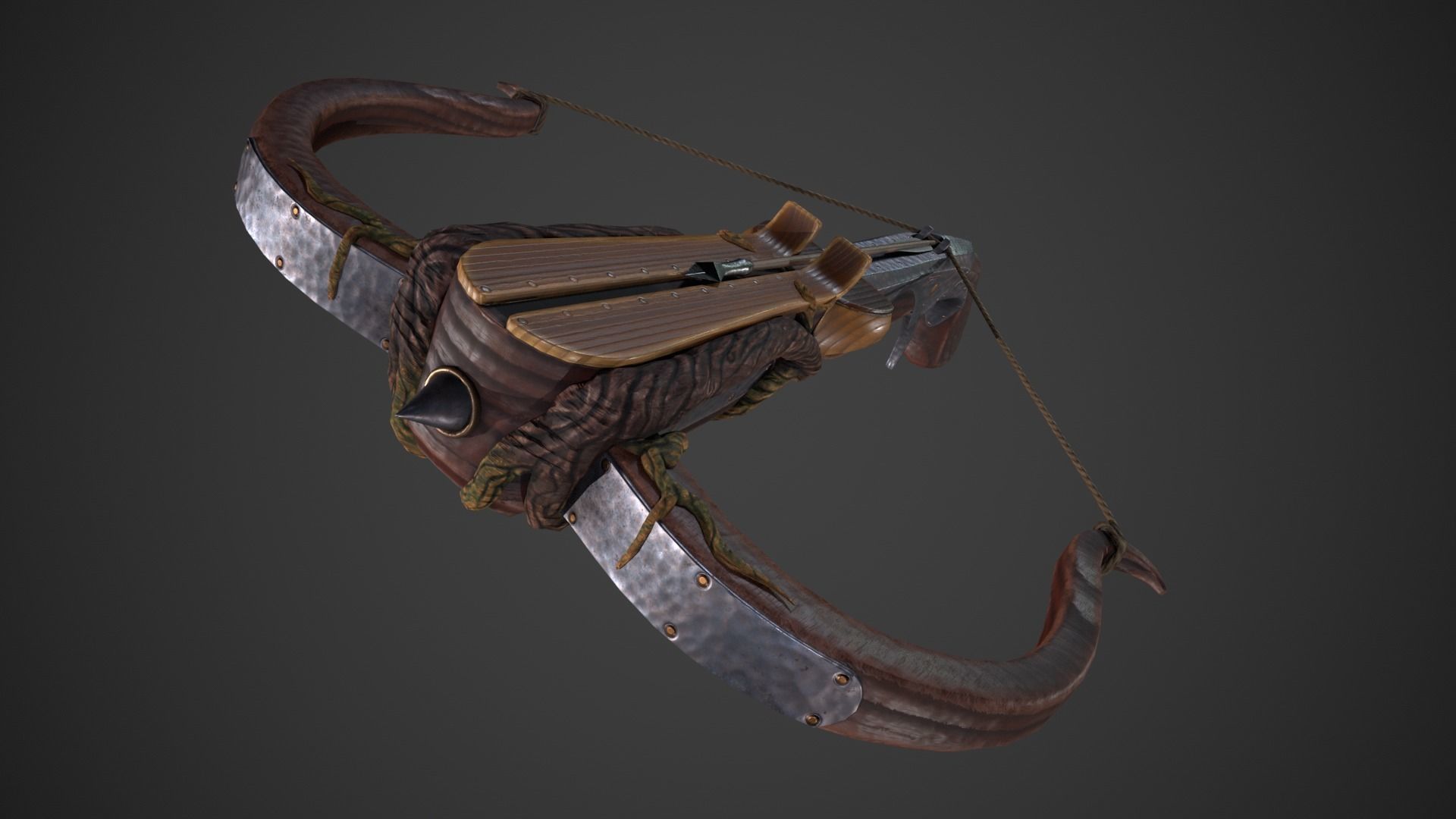 Fantasy Crossbow Low-poly 3D model_14