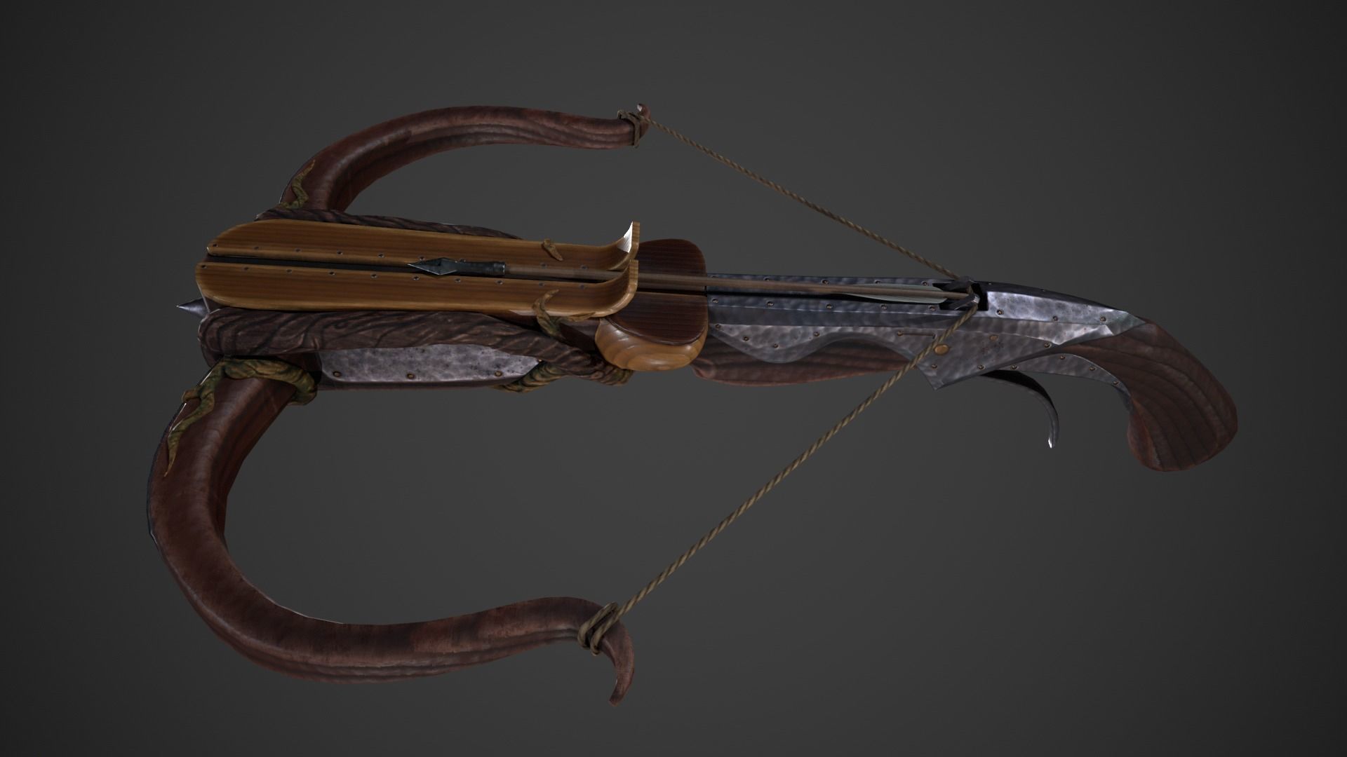 Fantasy Crossbow Low-poly 3D model_7
