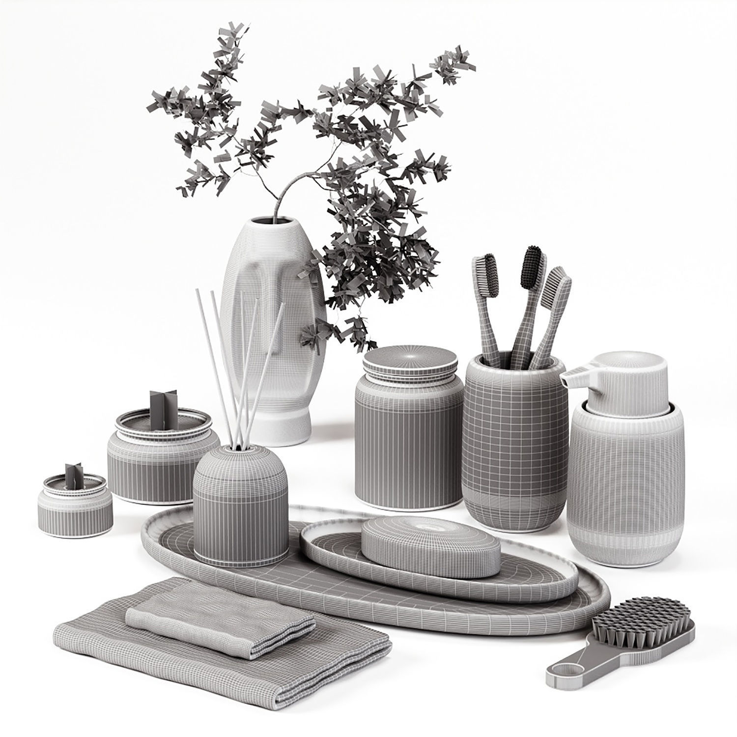 bathroom-accessory01 Low-poly 3D model_3