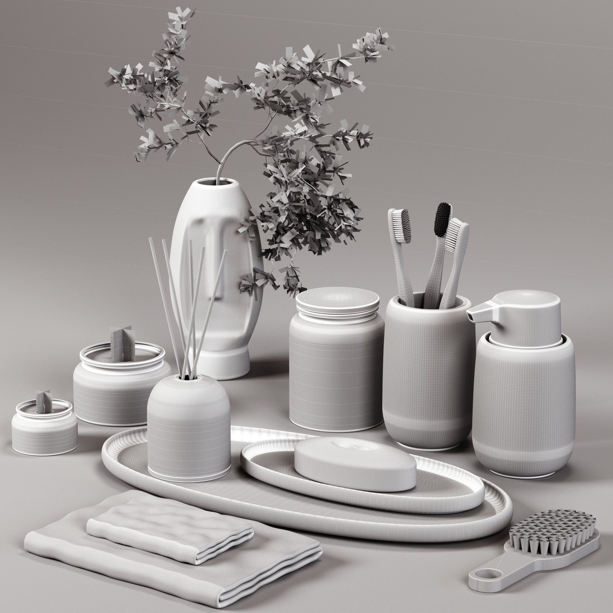 bathroom-accessory01 Low-poly 3D model_4