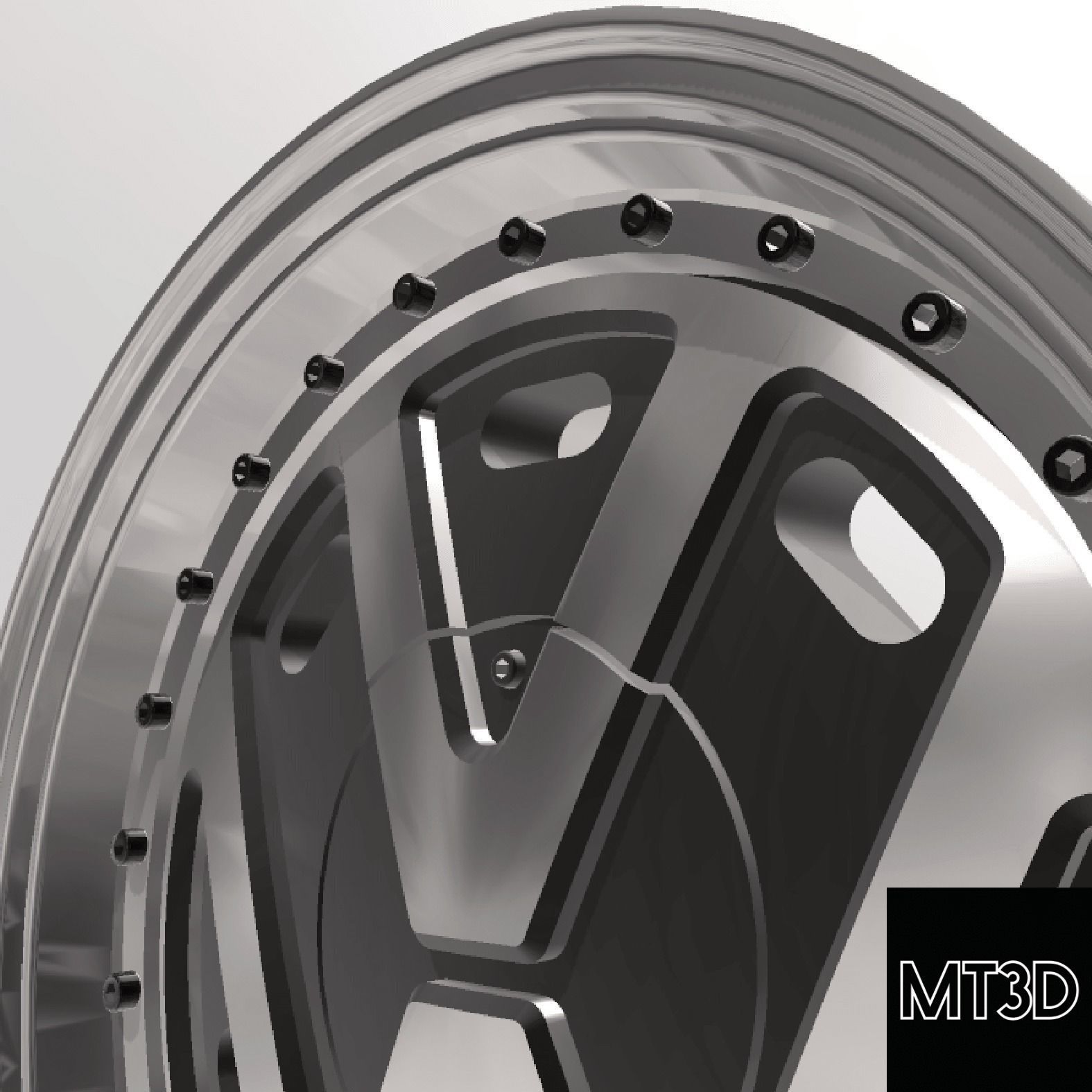 VOLKSWAGEN VW LOGO WHEELS WITH STRETCHED TIRES IN 2 SIZES 3D print model_6