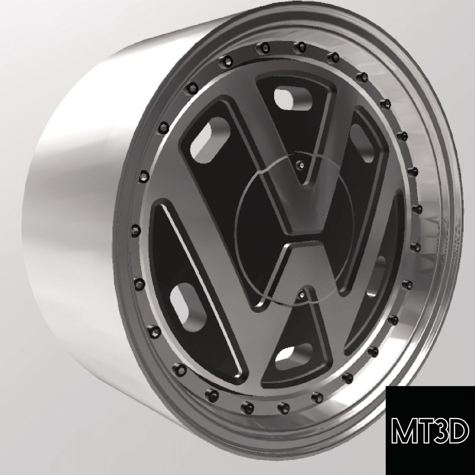 VOLKSWAGEN VW LOGO WHEELS WITH STRETCHED TIRES IN 2 SIZES 3D print model_11