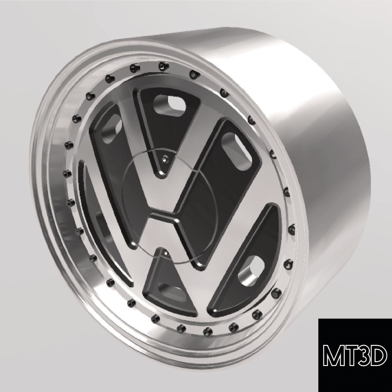 VOLKSWAGEN VW LOGO WHEELS WITH STRETCHED TIRES IN 2 SIZES 3D print model_9