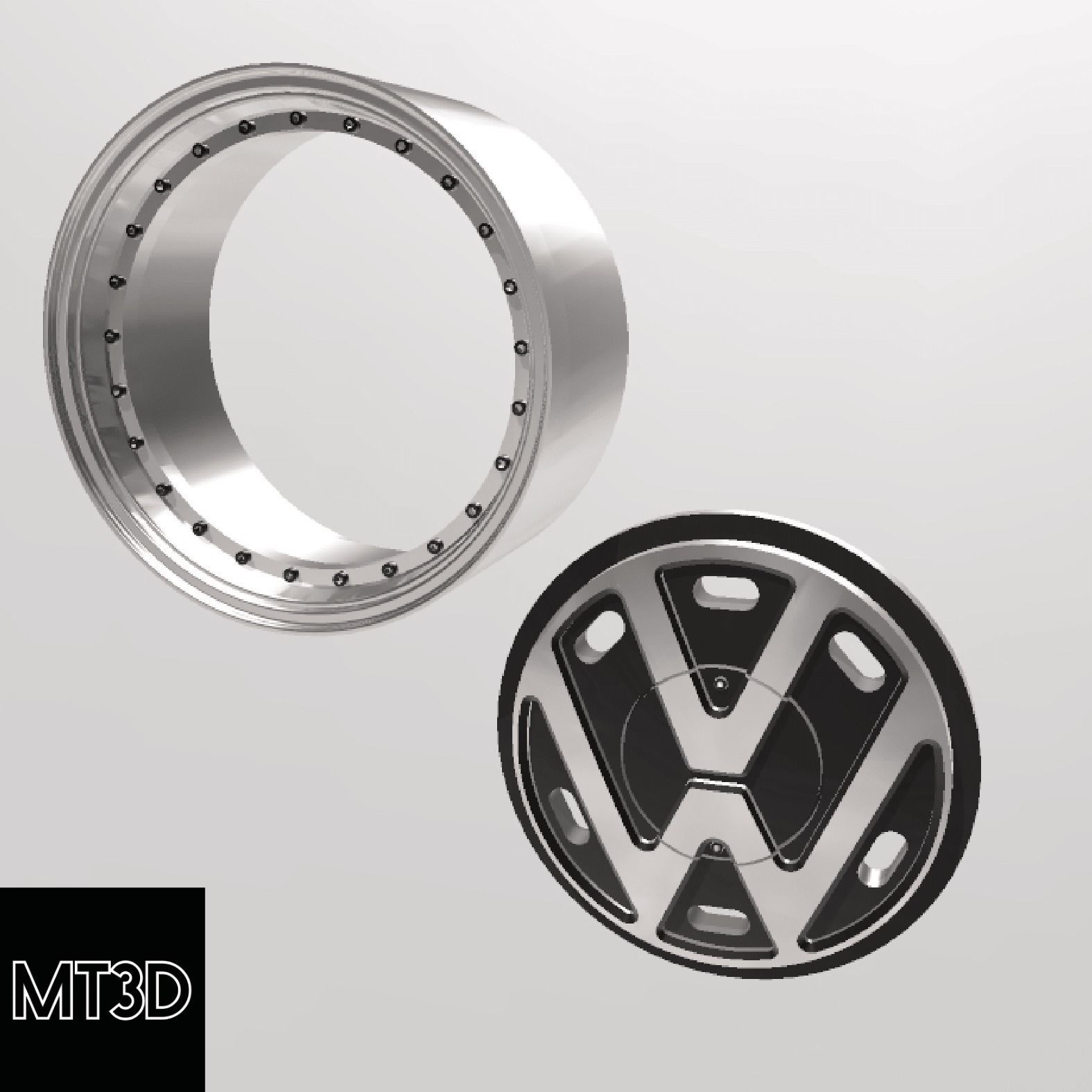 VOLKSWAGEN VW LOGO WHEELS WITH STRETCHED TIRES IN 2 SIZES 3D print model_12