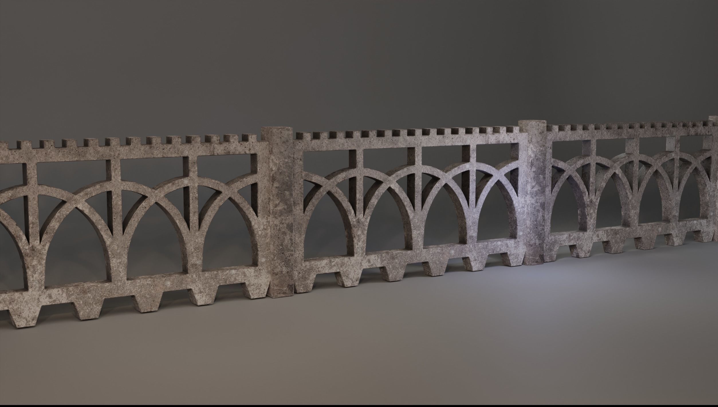Old  concrete Fences pack Low-poly 3D model_13