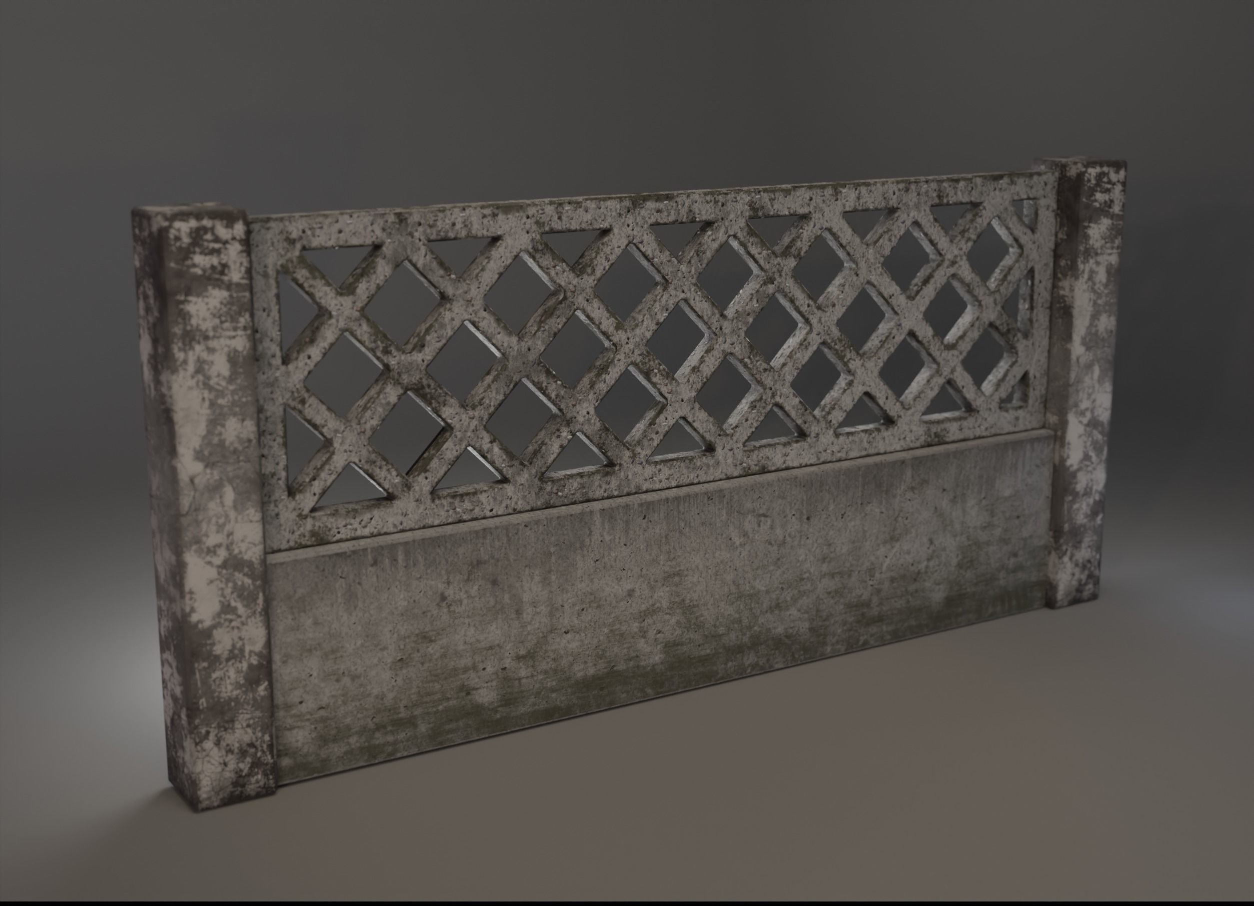 Old  concrete Fences pack Low-poly 3D model_11