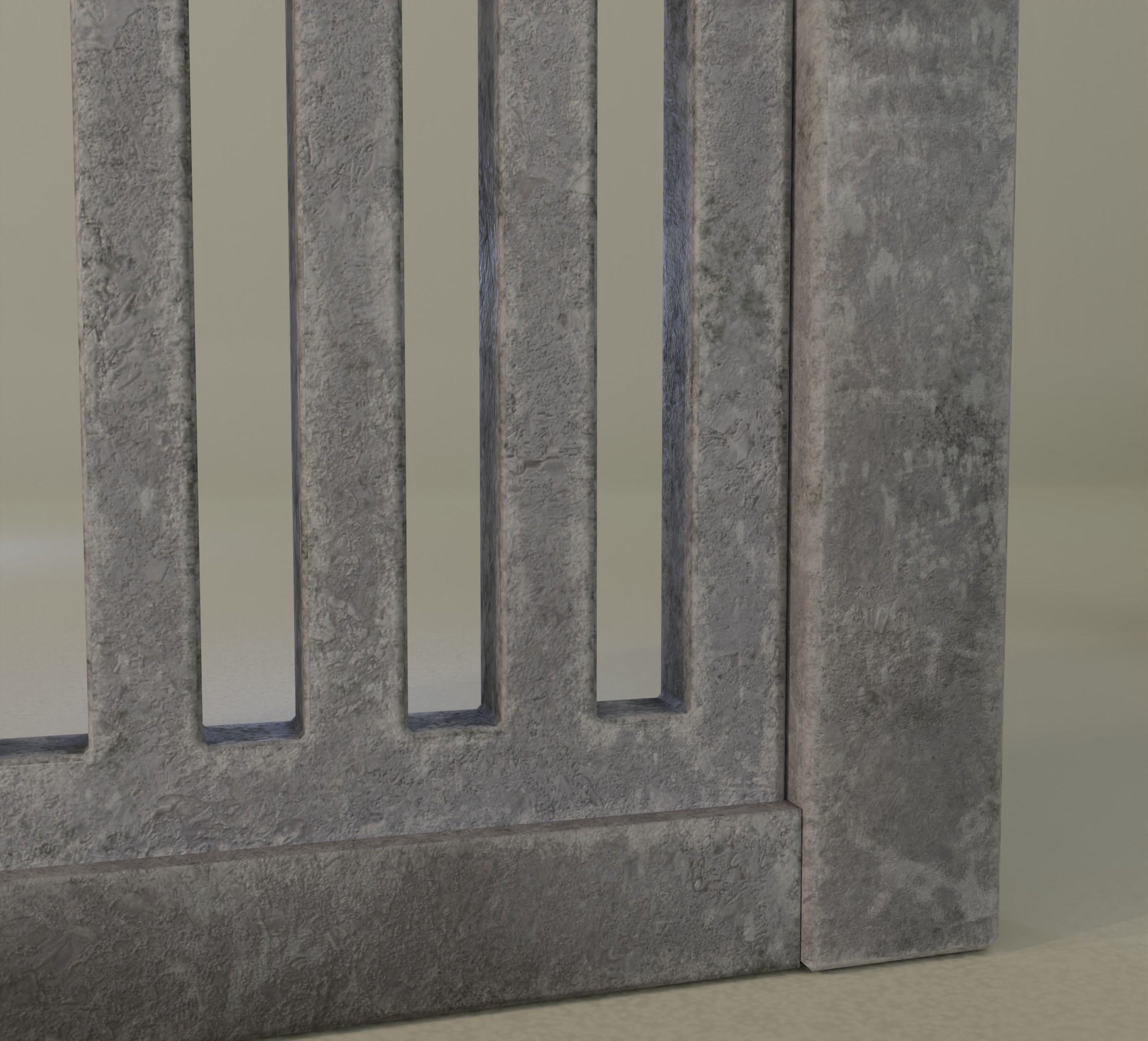 Old  concrete Fences pack Low-poly 3D model_26