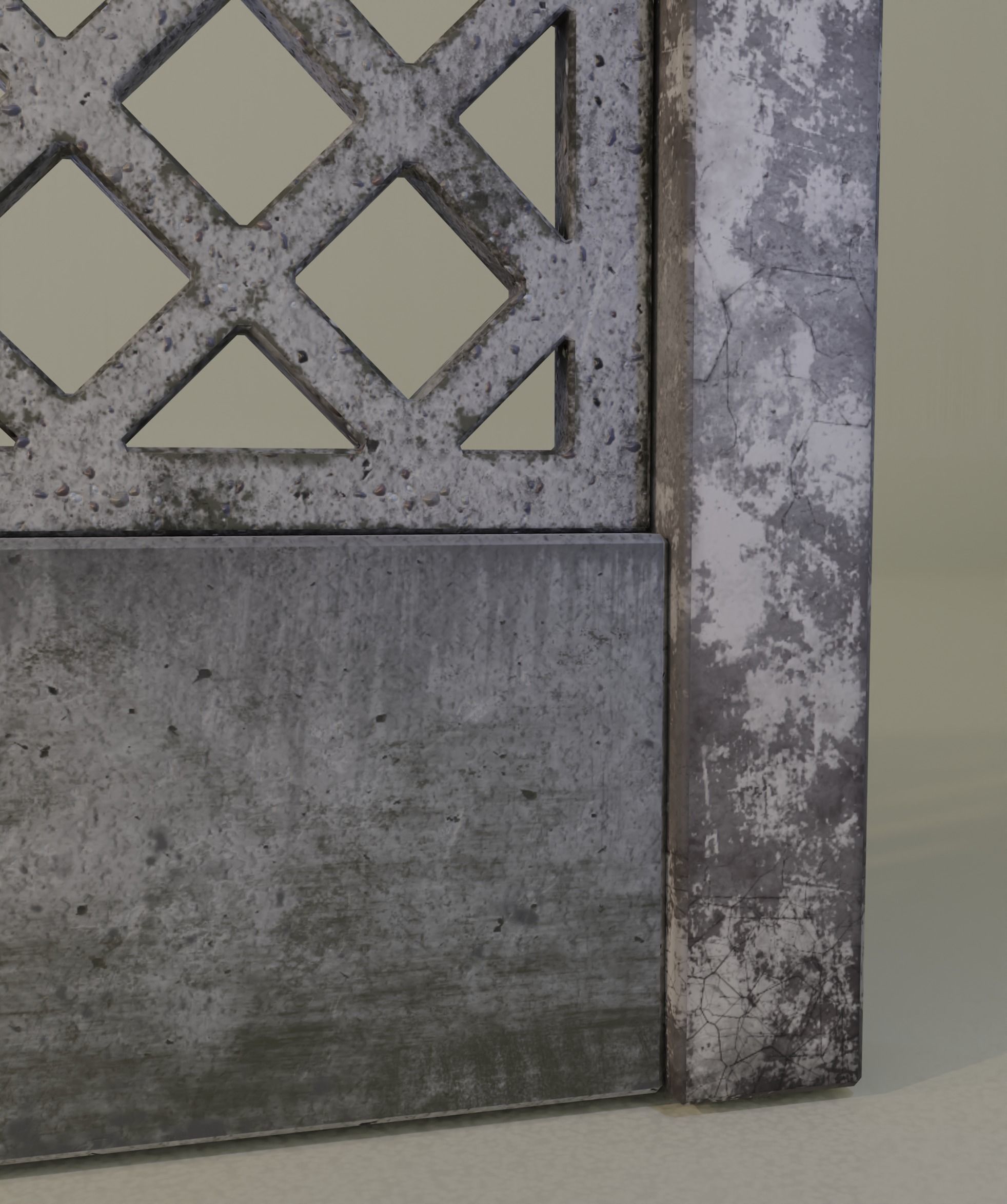 Old  concrete Fences pack Low-poly 3D model_29