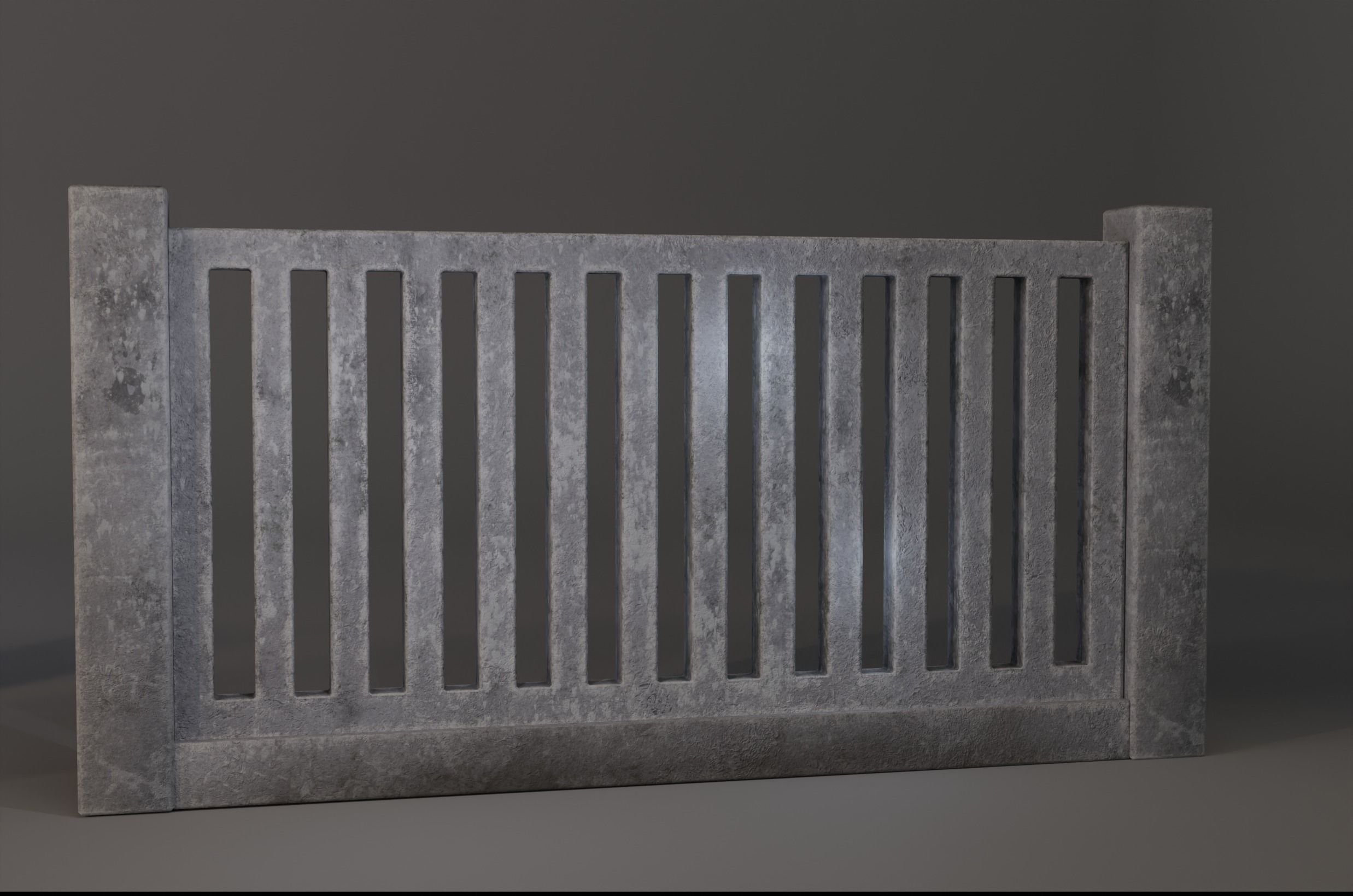 Old  concrete Fences pack Low-poly 3D model_1