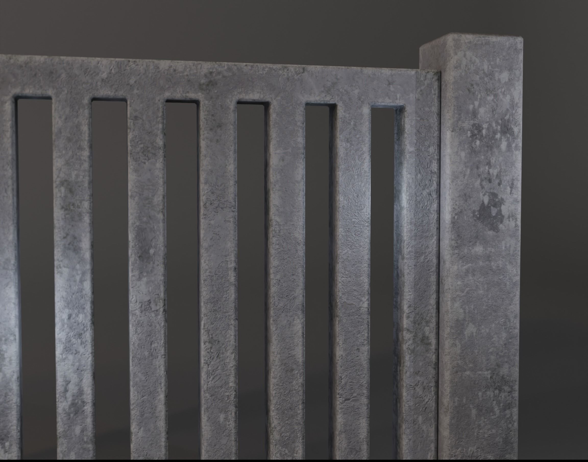 Old  concrete Fences pack Low-poly 3D model_6