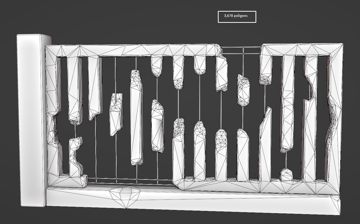 Old  concrete Fences pack Low-poly 3D model_19