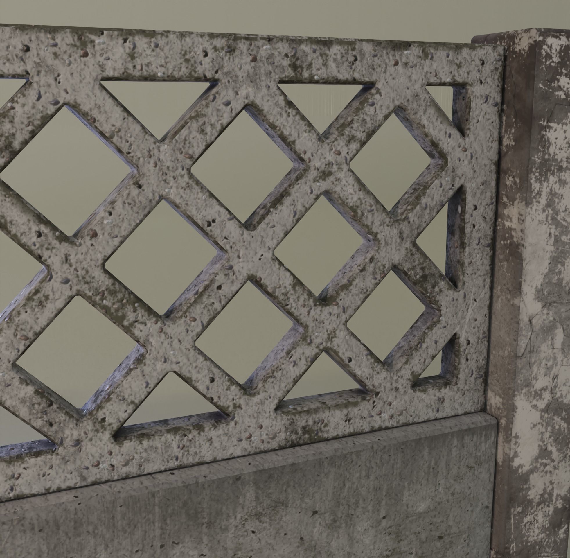 Old  concrete Fences pack Low-poly 3D model_24