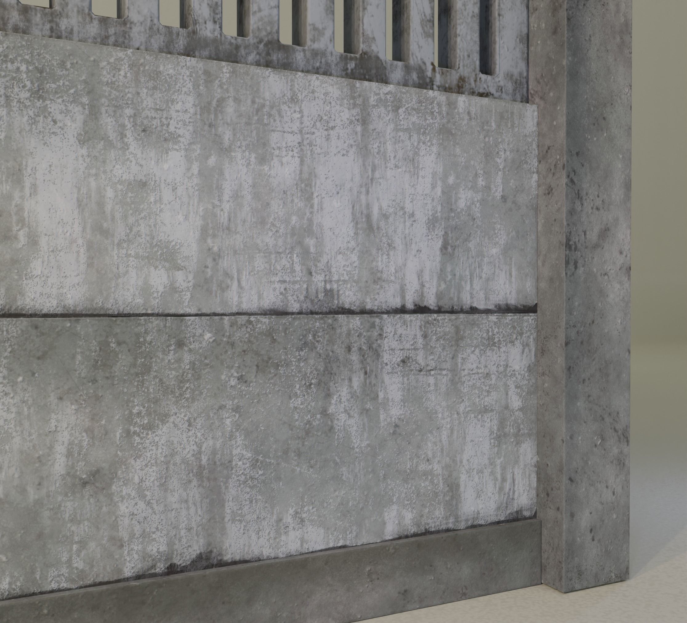 Old  concrete Fences pack Low-poly 3D model_28