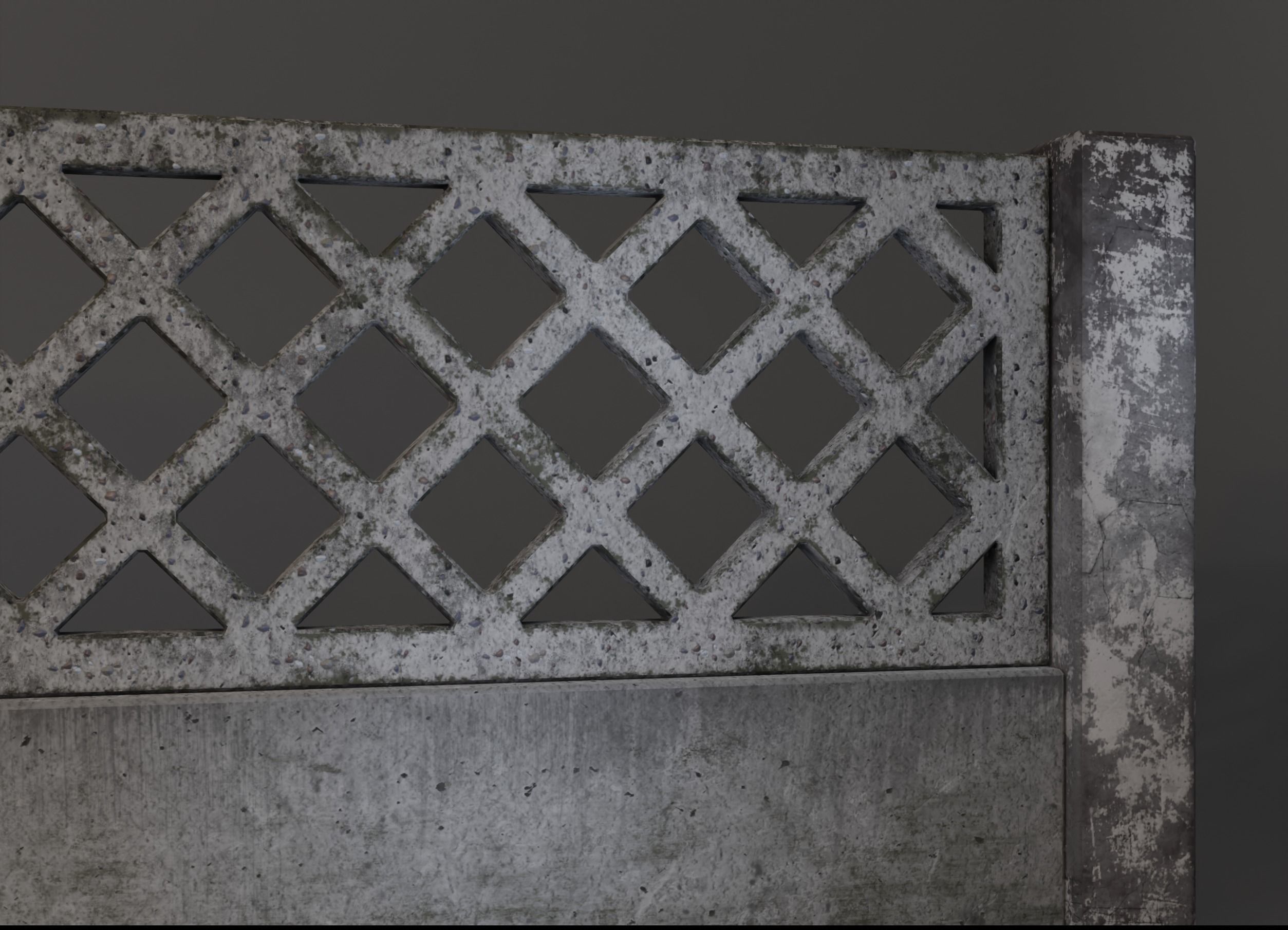Old  concrete Fences pack Low-poly 3D model_10