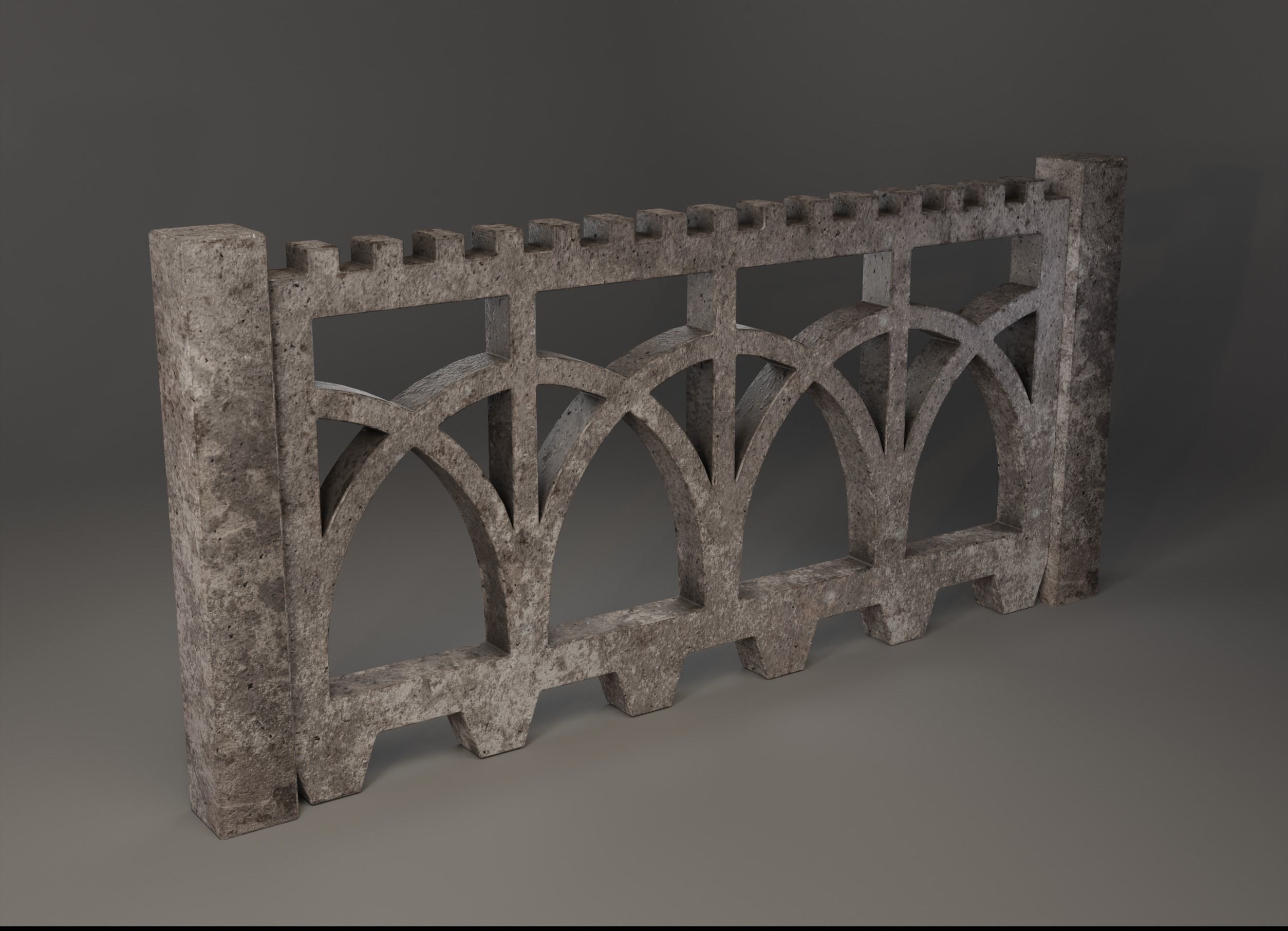 Old  concrete Fences pack Low-poly 3D model_5