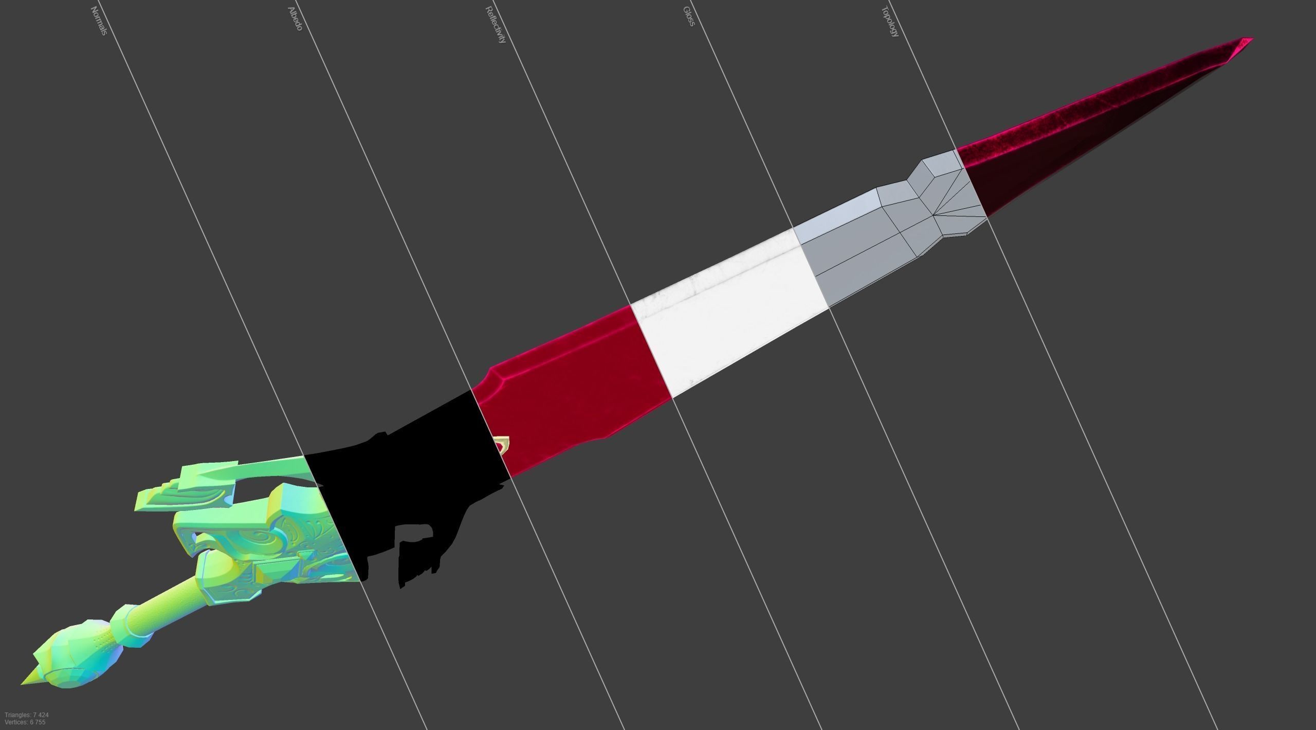 Fantasy Dagger Low-poly 3D model_3