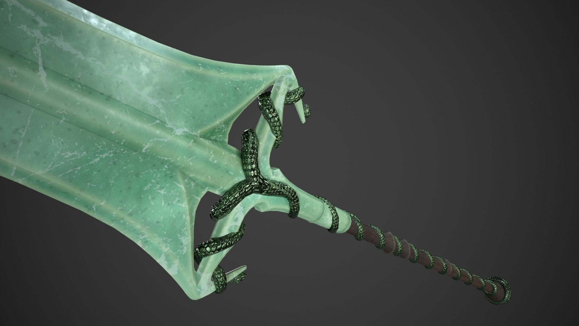 Fantasy Hallberd Low-poly 3D model_10