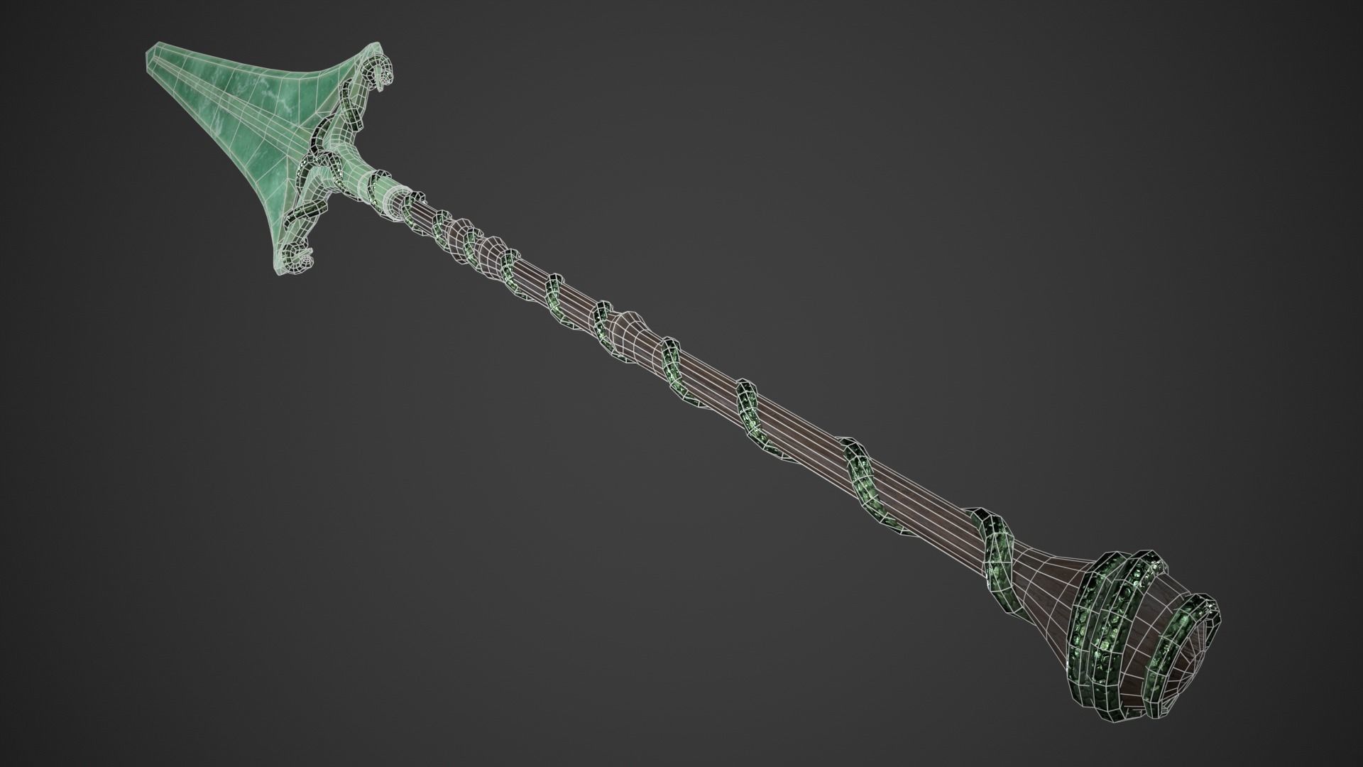 Fantasy Hallberd Low-poly 3D model_14