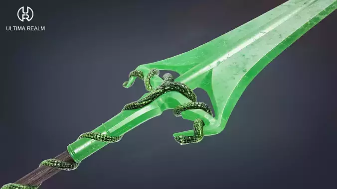 Fantasy Hallberd Low-poly 3D model