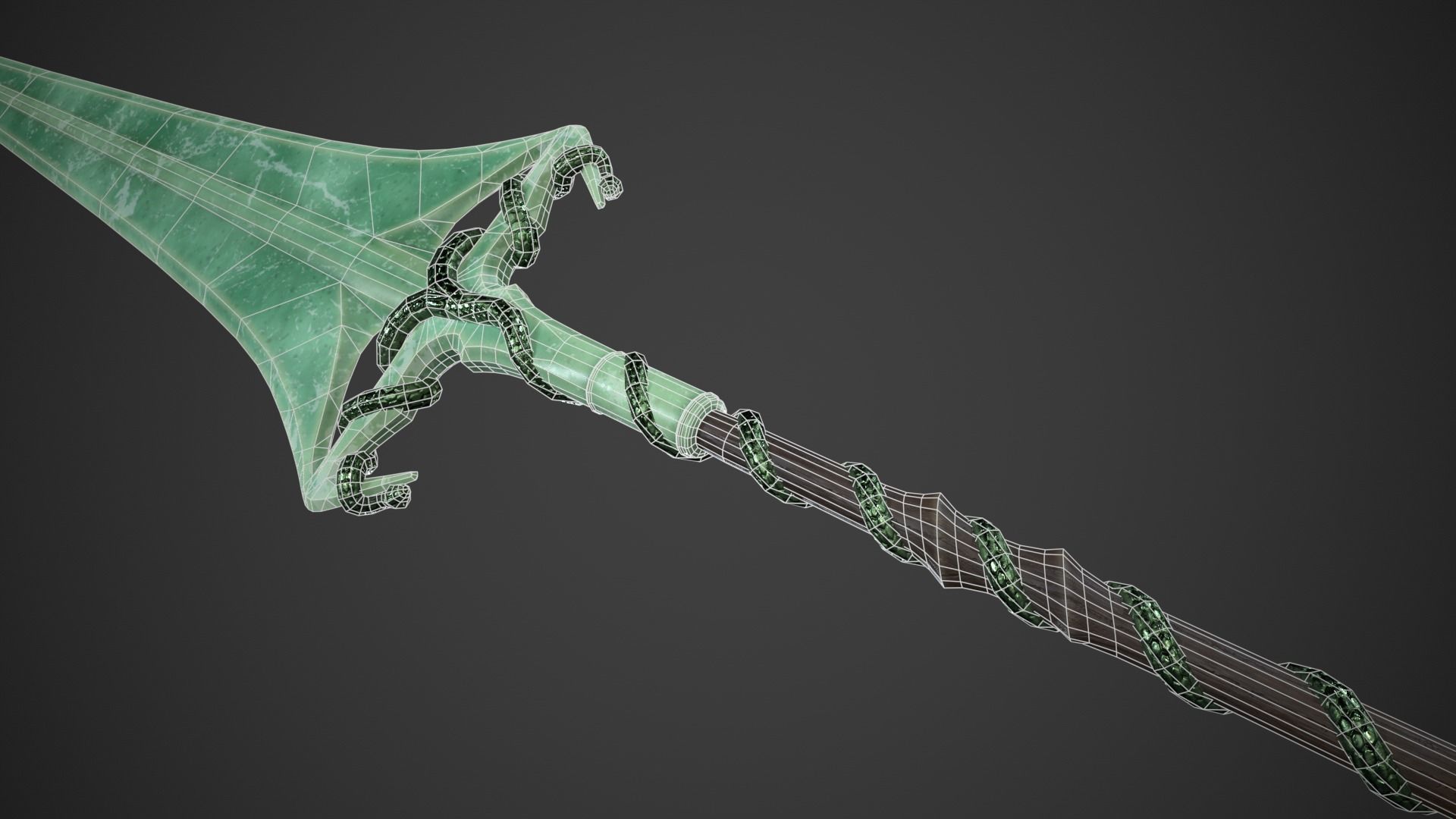 Fantasy Hallberd Low-poly 3D model_19