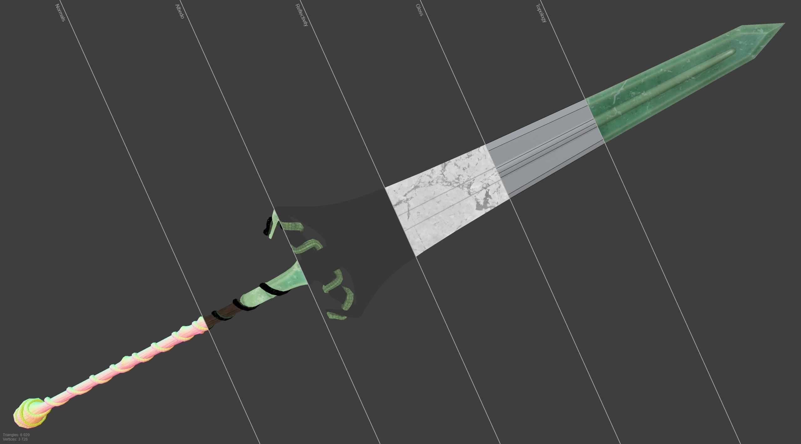 Fantasy Hallberd Low-poly 3D model_3