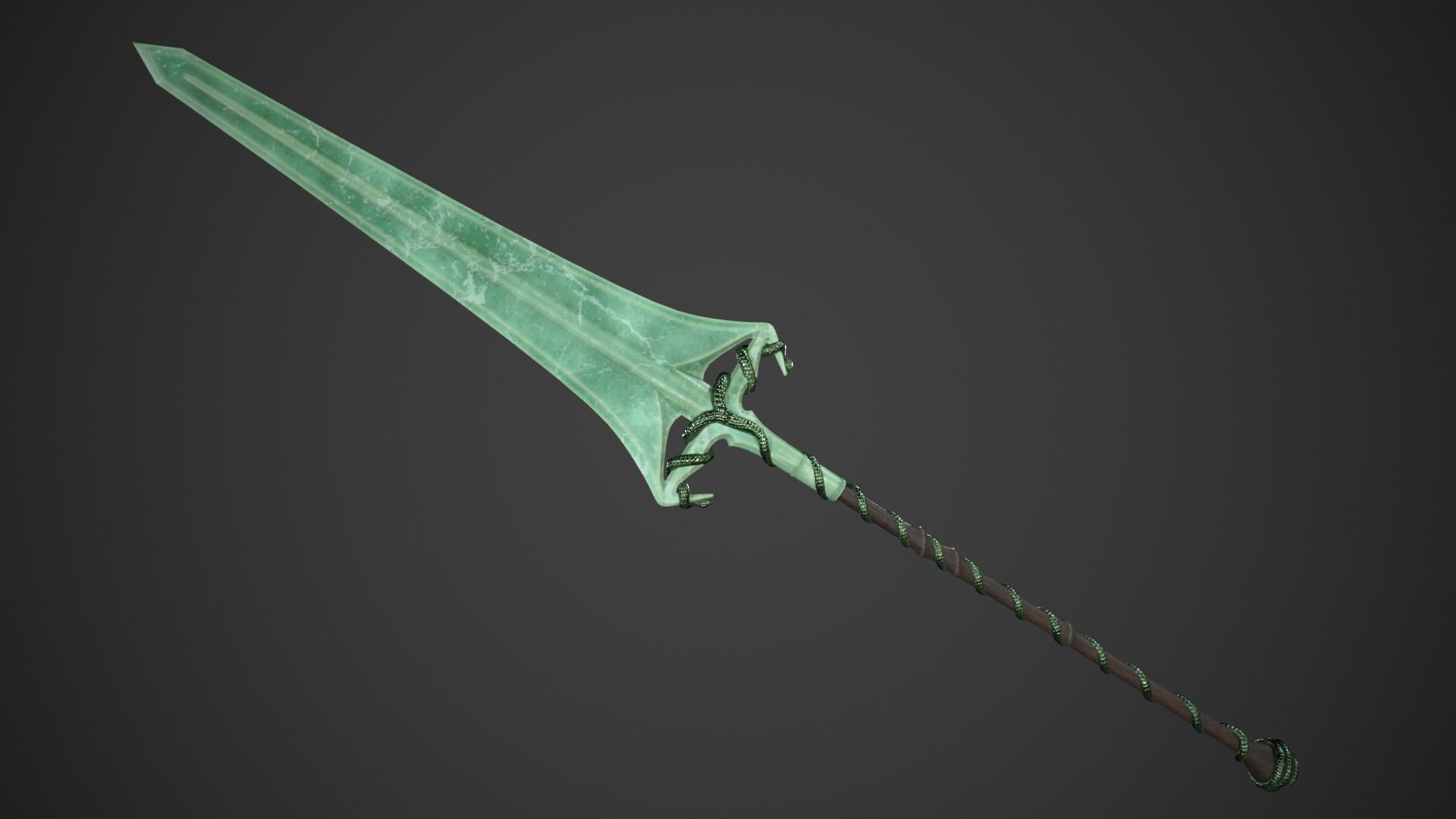 Fantasy Hallberd Low-poly 3D model_5