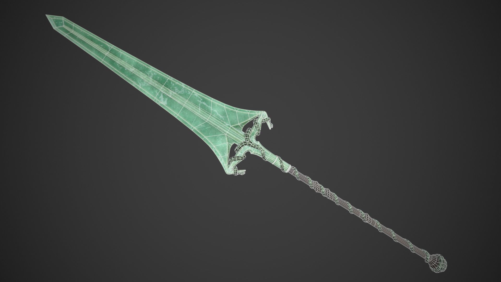 Fantasy Hallberd Low-poly 3D model_13