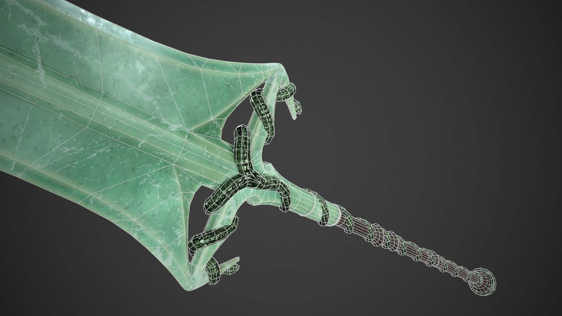 Fantasy Hallberd Low-poly 3D model_18