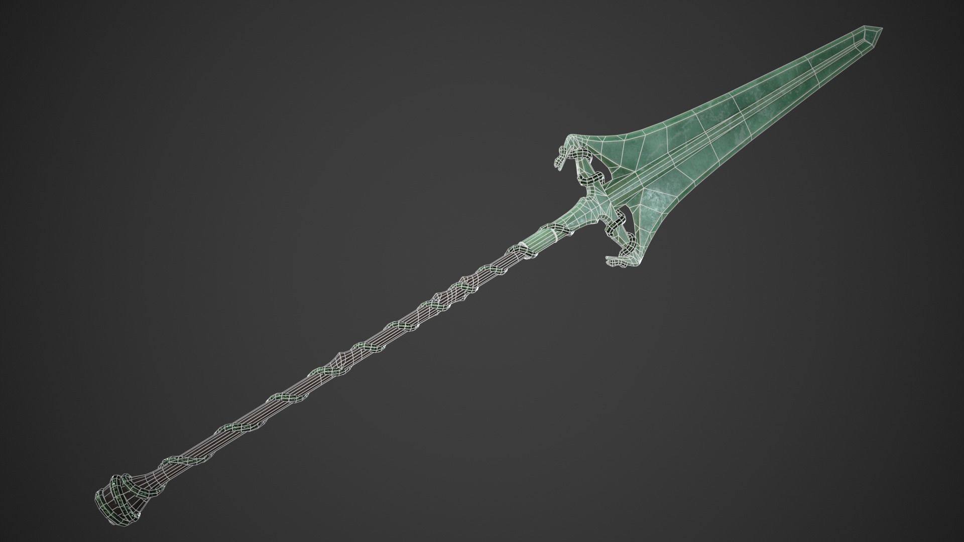 Fantasy Hallberd Low-poly 3D model_16