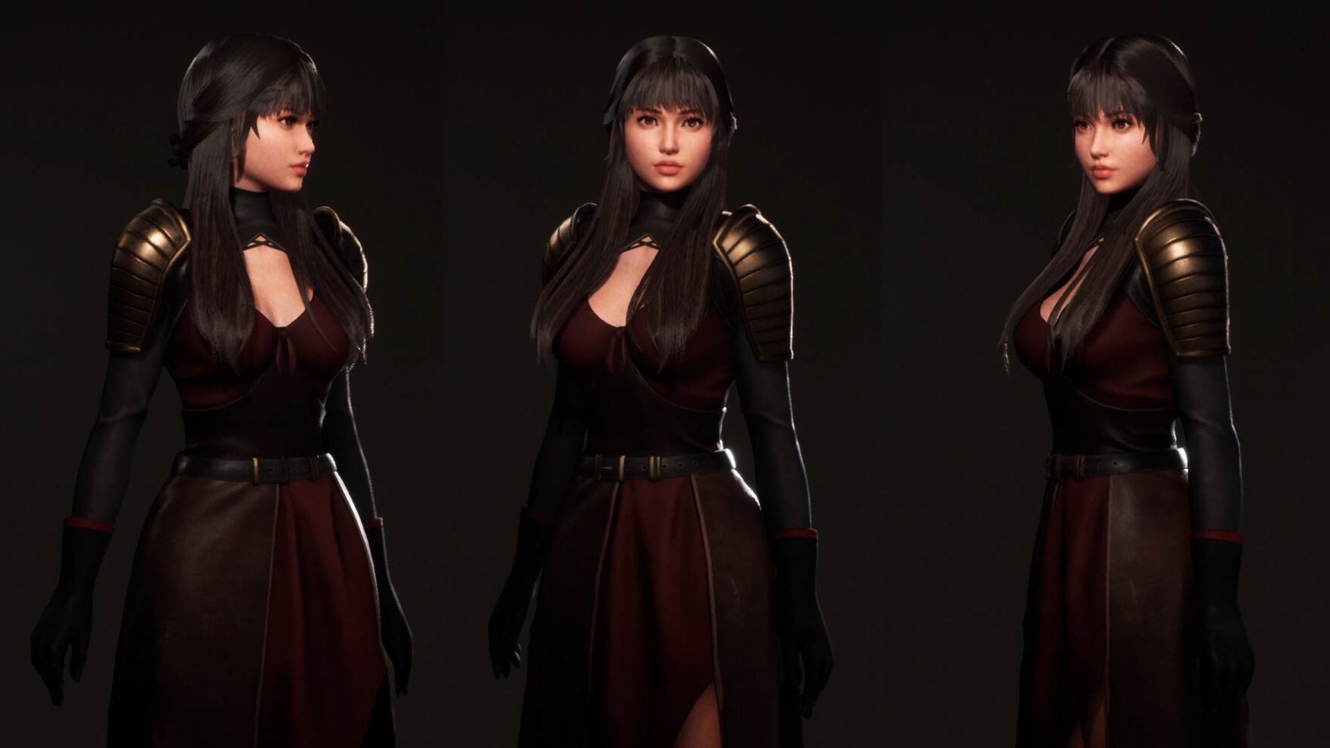 Katana Girl Tia - F2 Customizable Game Character Low-poly 3D model_4