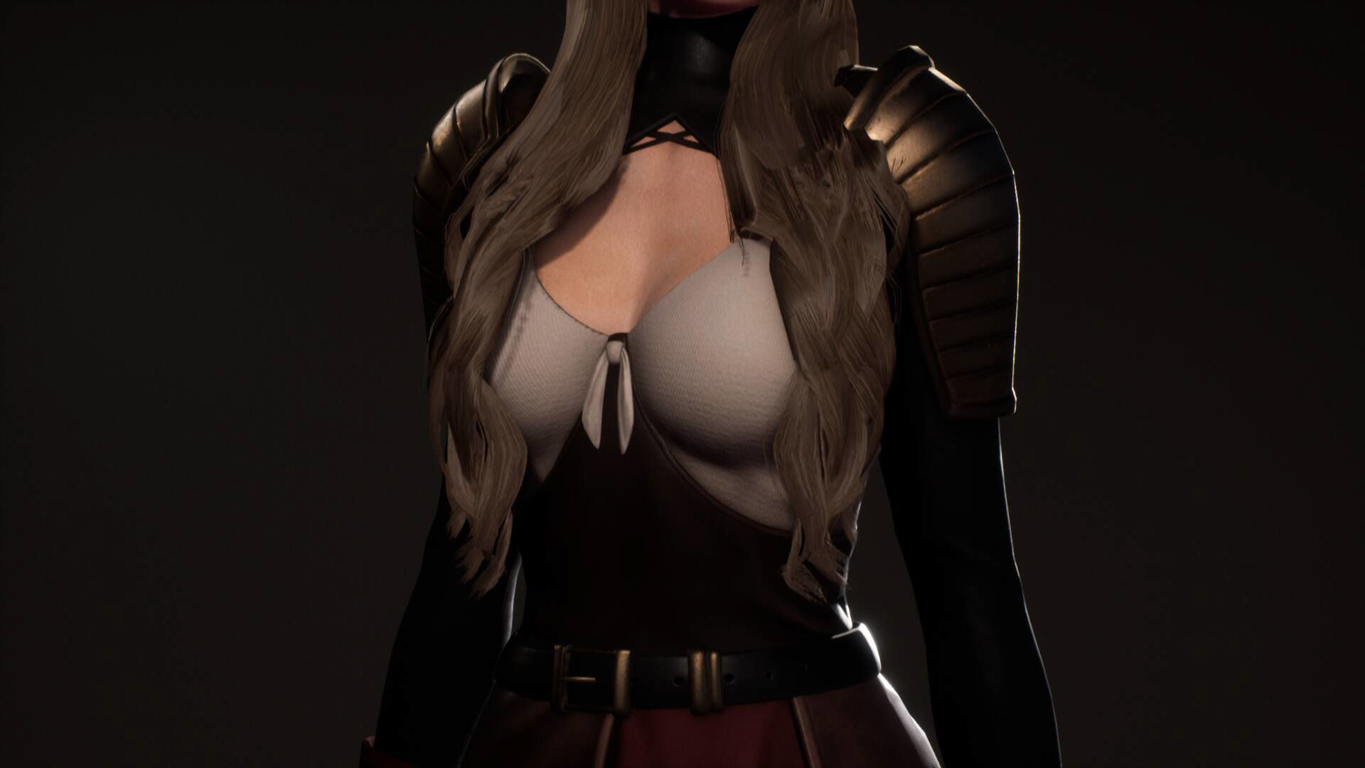 Katana Girl Tia - F2 Customizable Game Character Low-poly 3D model_9