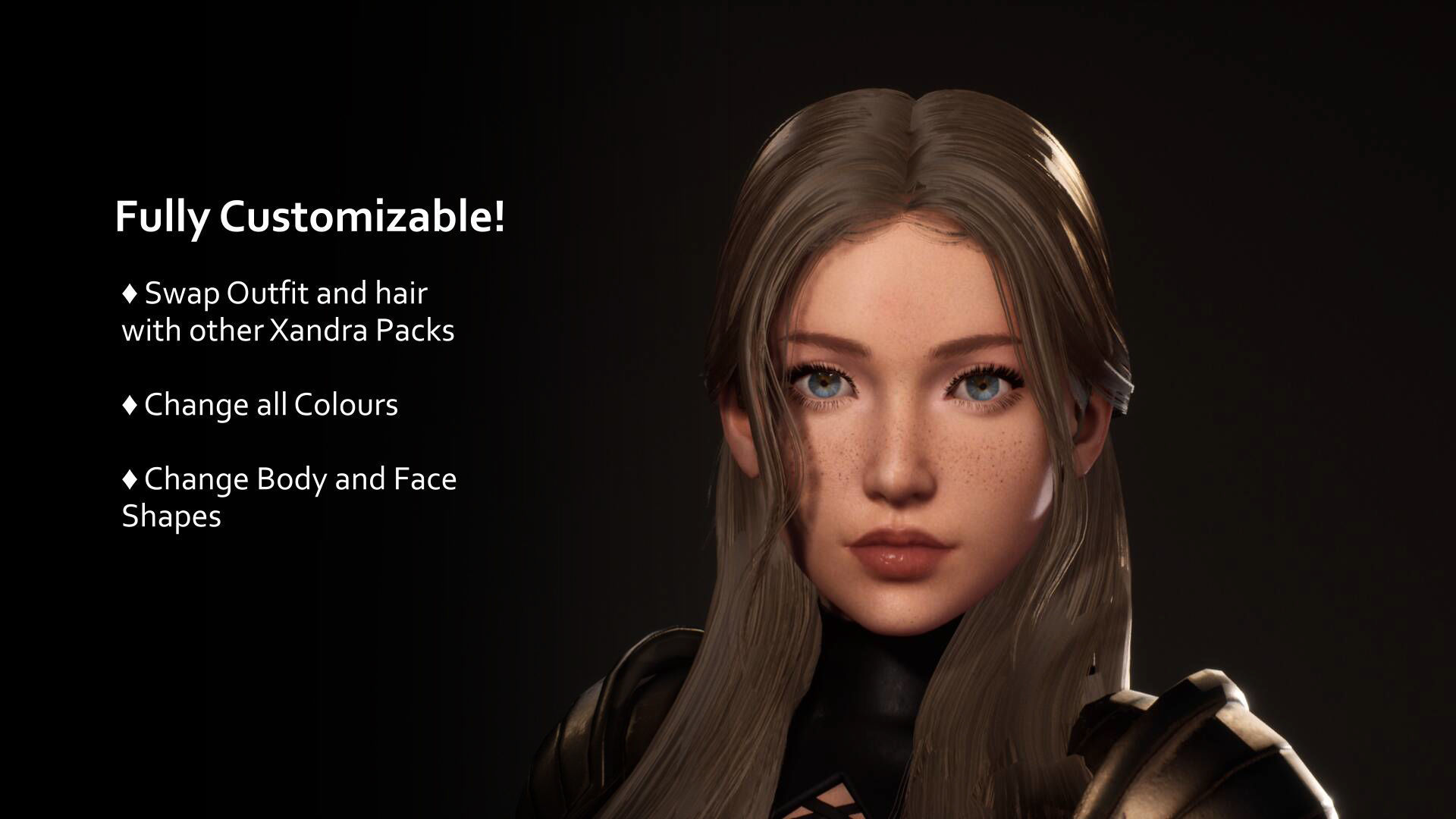 Katana Girl Tia - F2 Customizable Game Character Low-poly 3D model_7