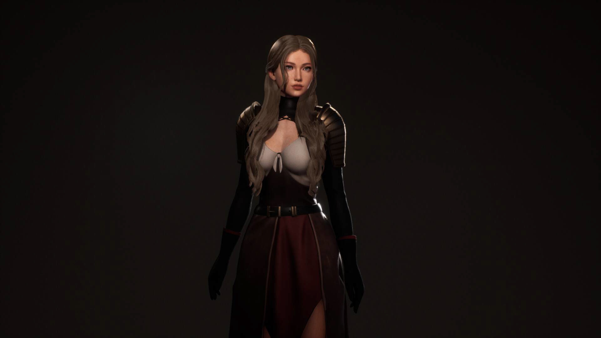 Katana Girl Tia - F2 Customizable Game Character Low-poly 3D model_18