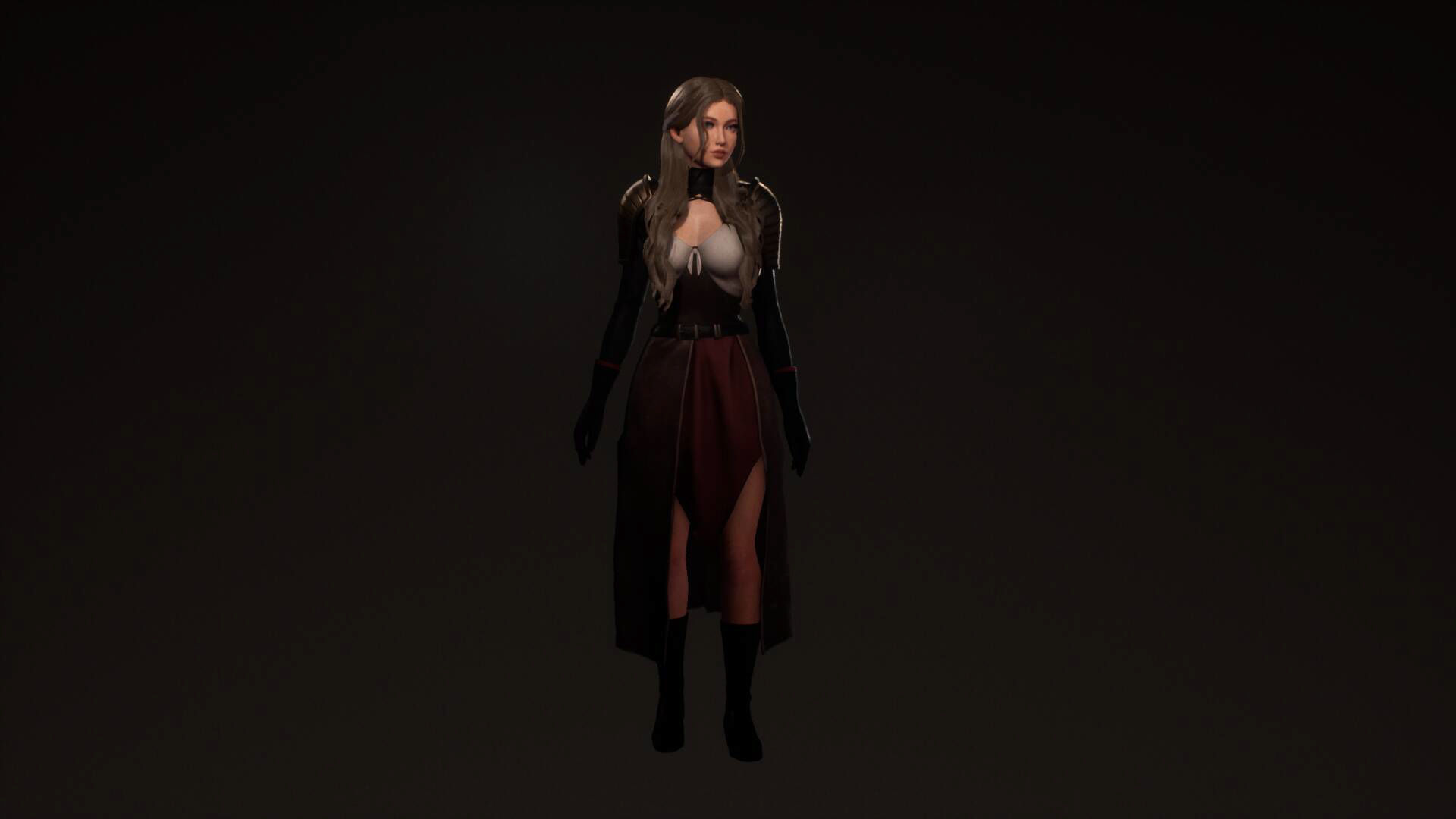 Katana Girl Tia - F2 Customizable Game Character Low-poly 3D model_25