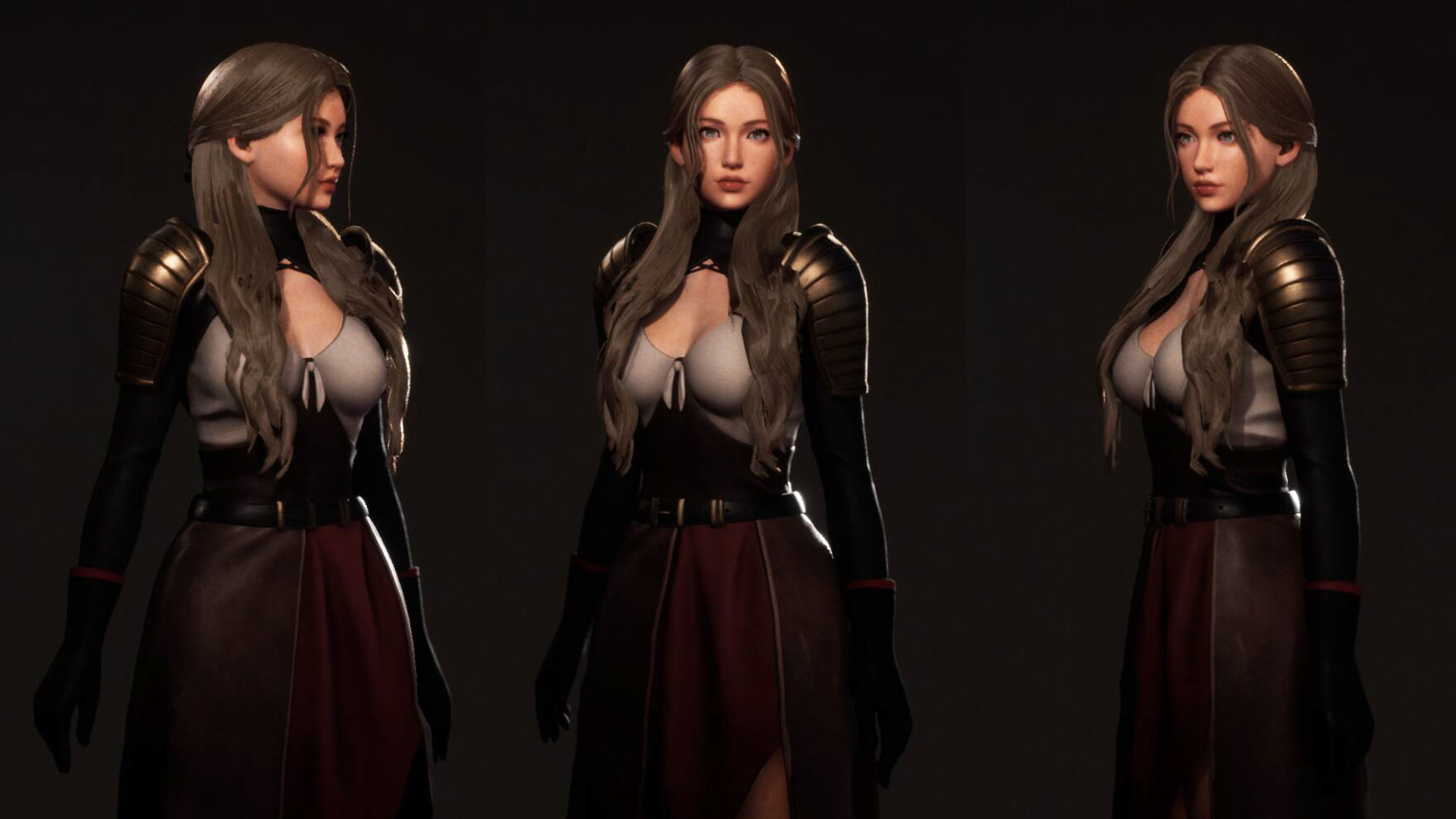 Katana Girl Tia - F2 Customizable Game Character Low-poly 3D model_3