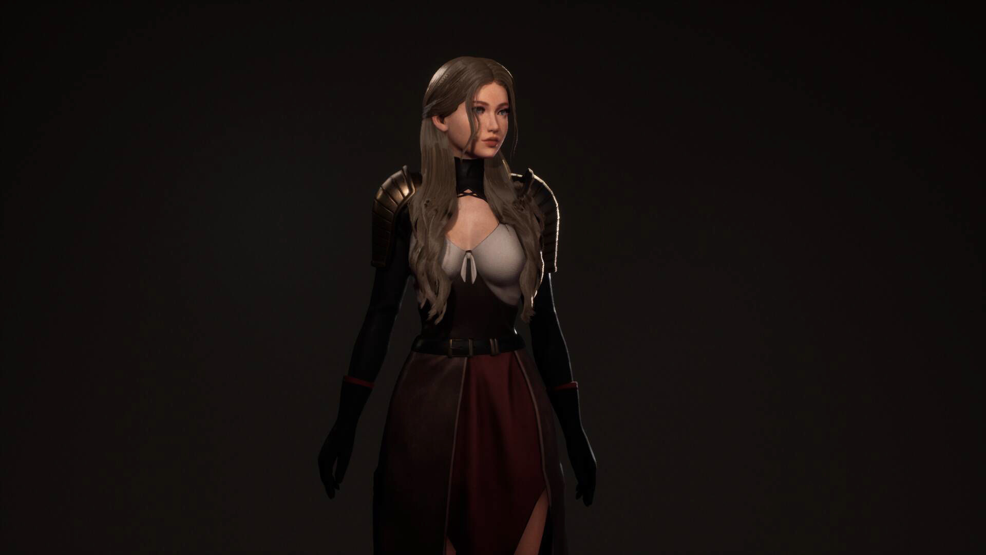 Katana Girl Tia - F2 Customizable Game Character Low-poly 3D model_17