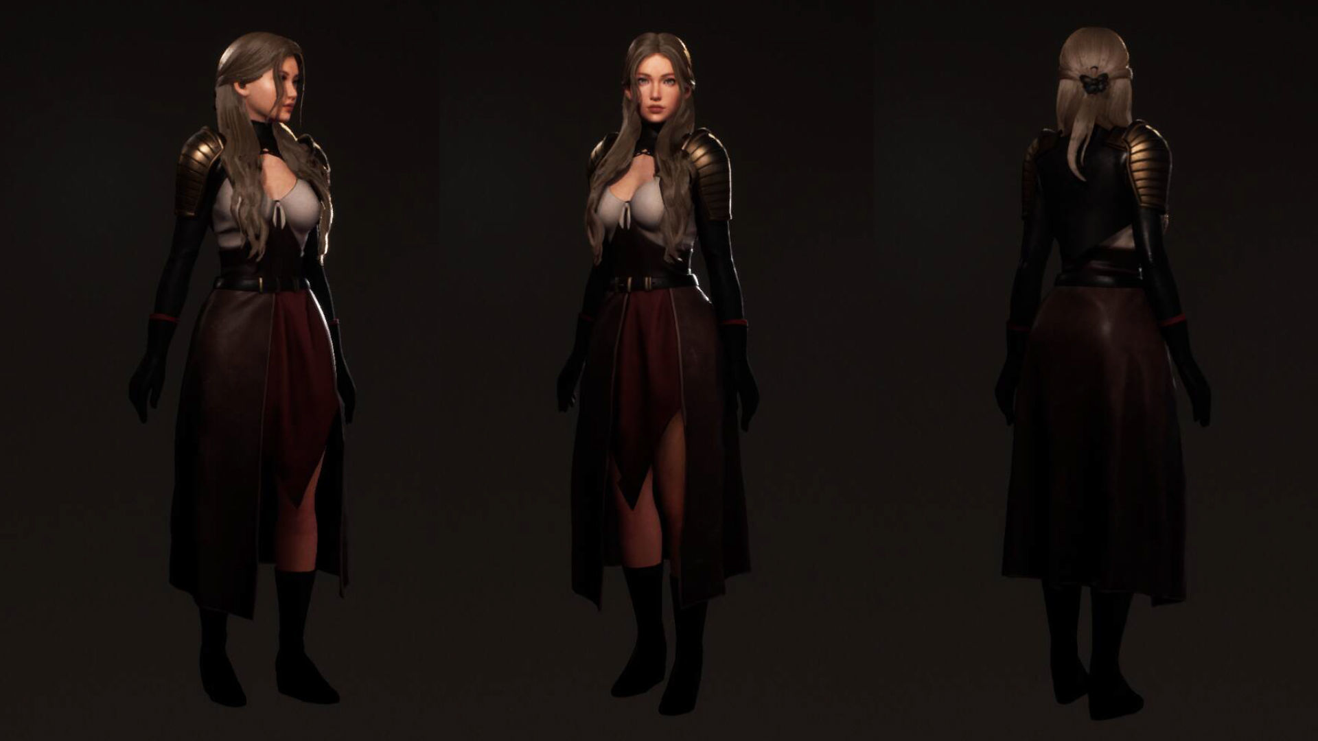 Katana Girl Tia - F2 Customizable Game Character Low-poly 3D model_5