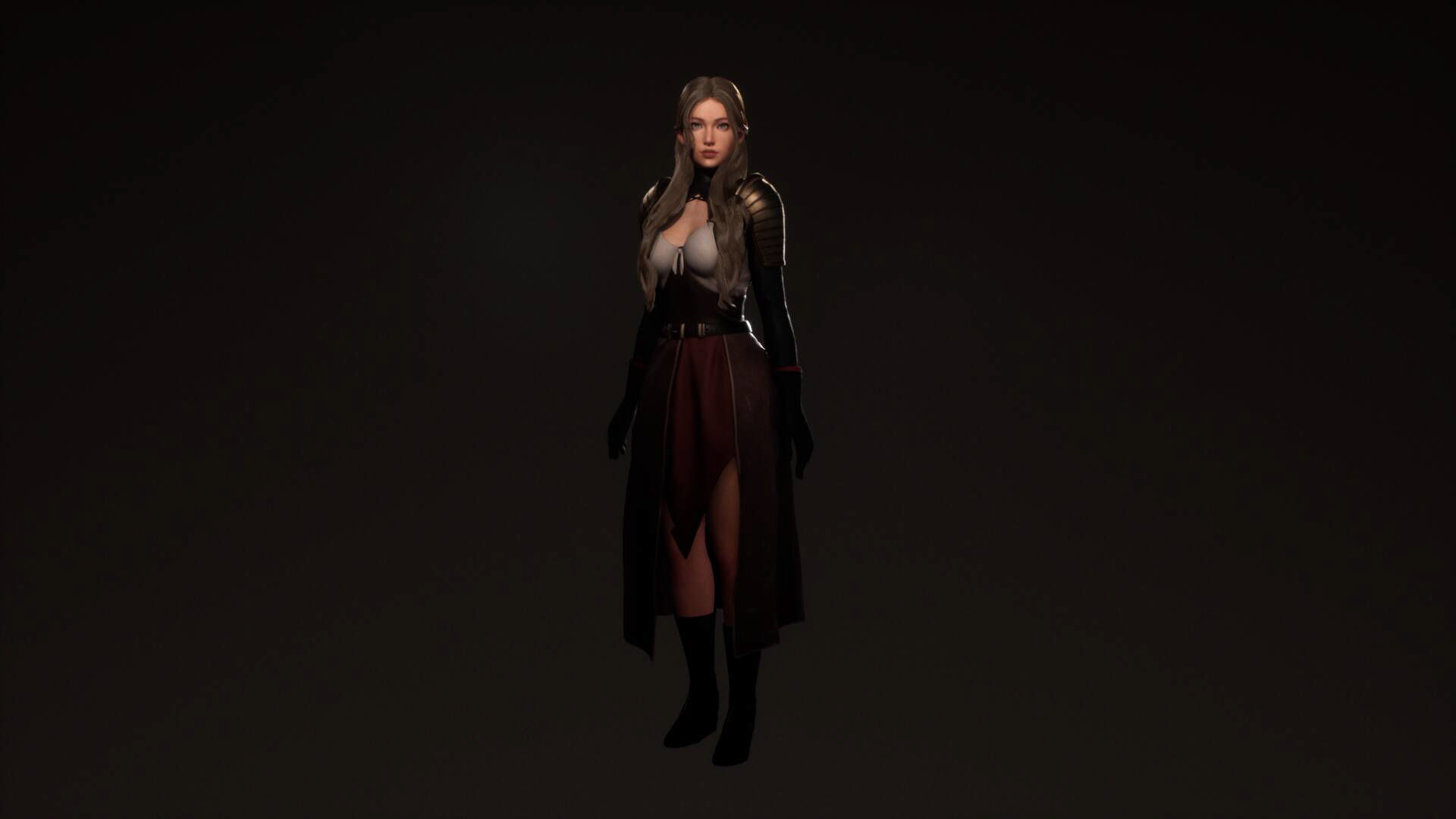 Katana Girl Tia - F2 Customizable Game Character Low-poly 3D model_19