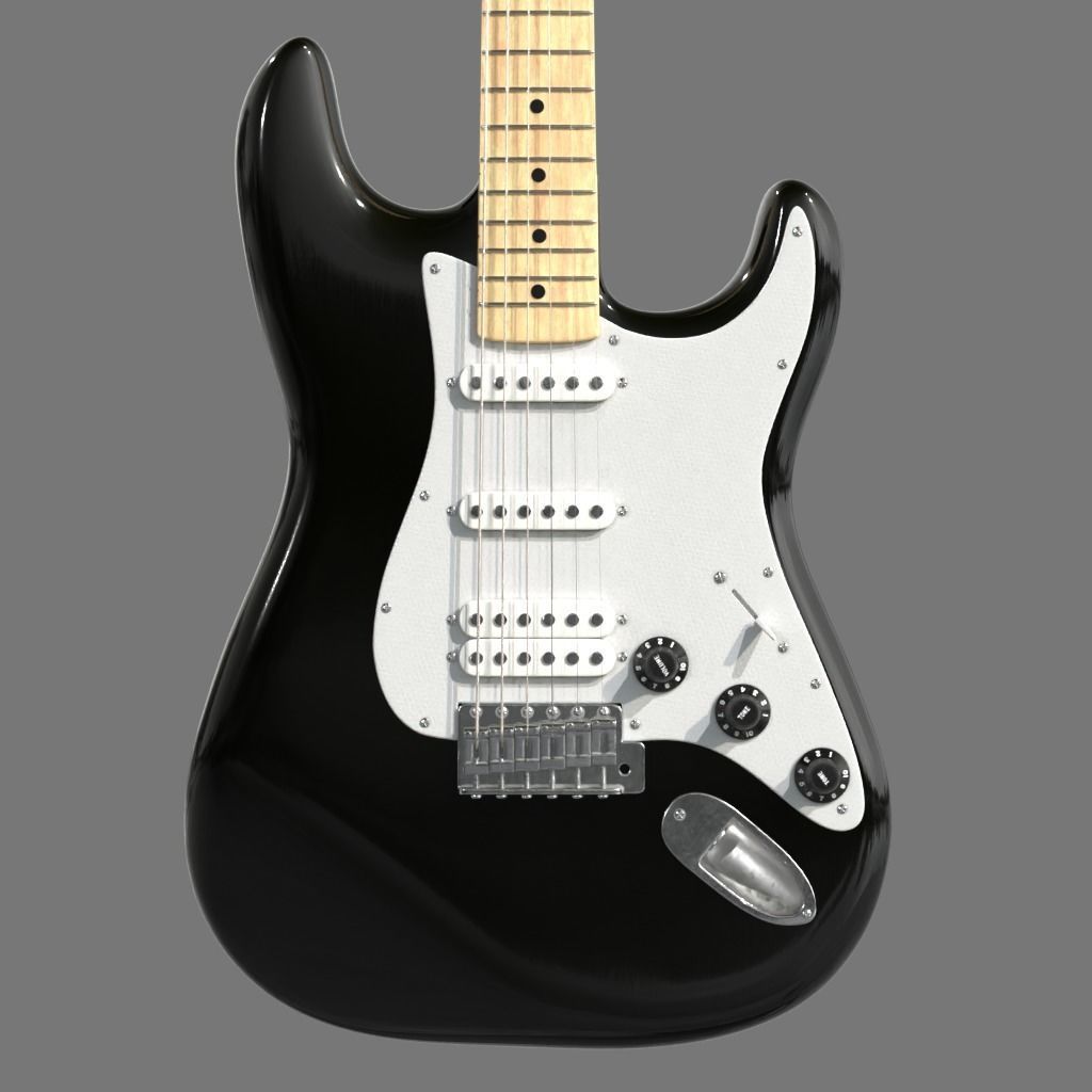 Guitar Fender Stratocaster Black 3D model_2