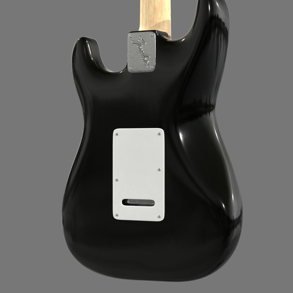 Guitar Fender Stratocaster Black 3D model_5