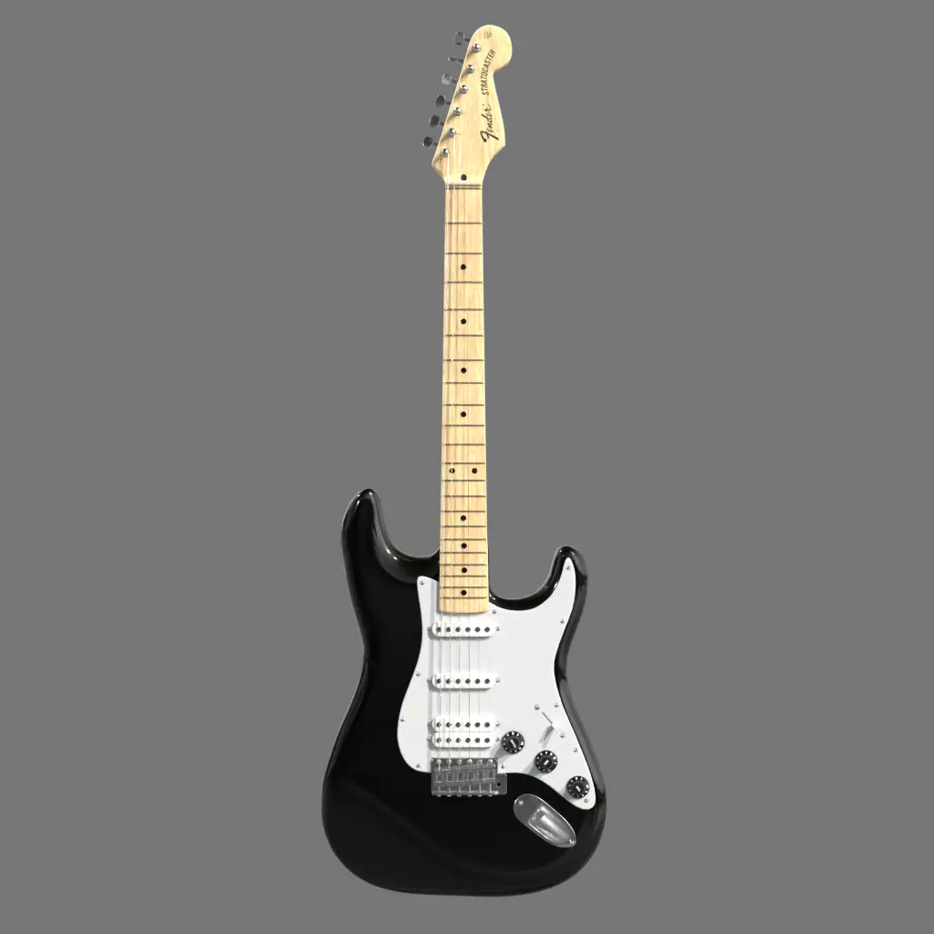 Guitar Fender Stratocaster Black 3D model_0
