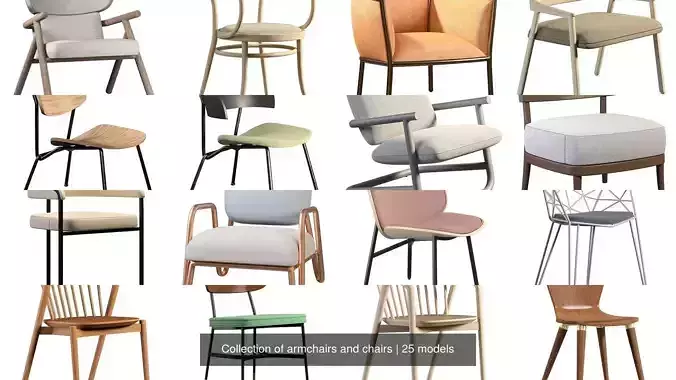 Collection of armchairs and chairs