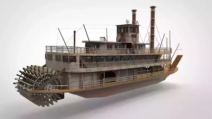 Paddle Steam Boiler Ship 3D model