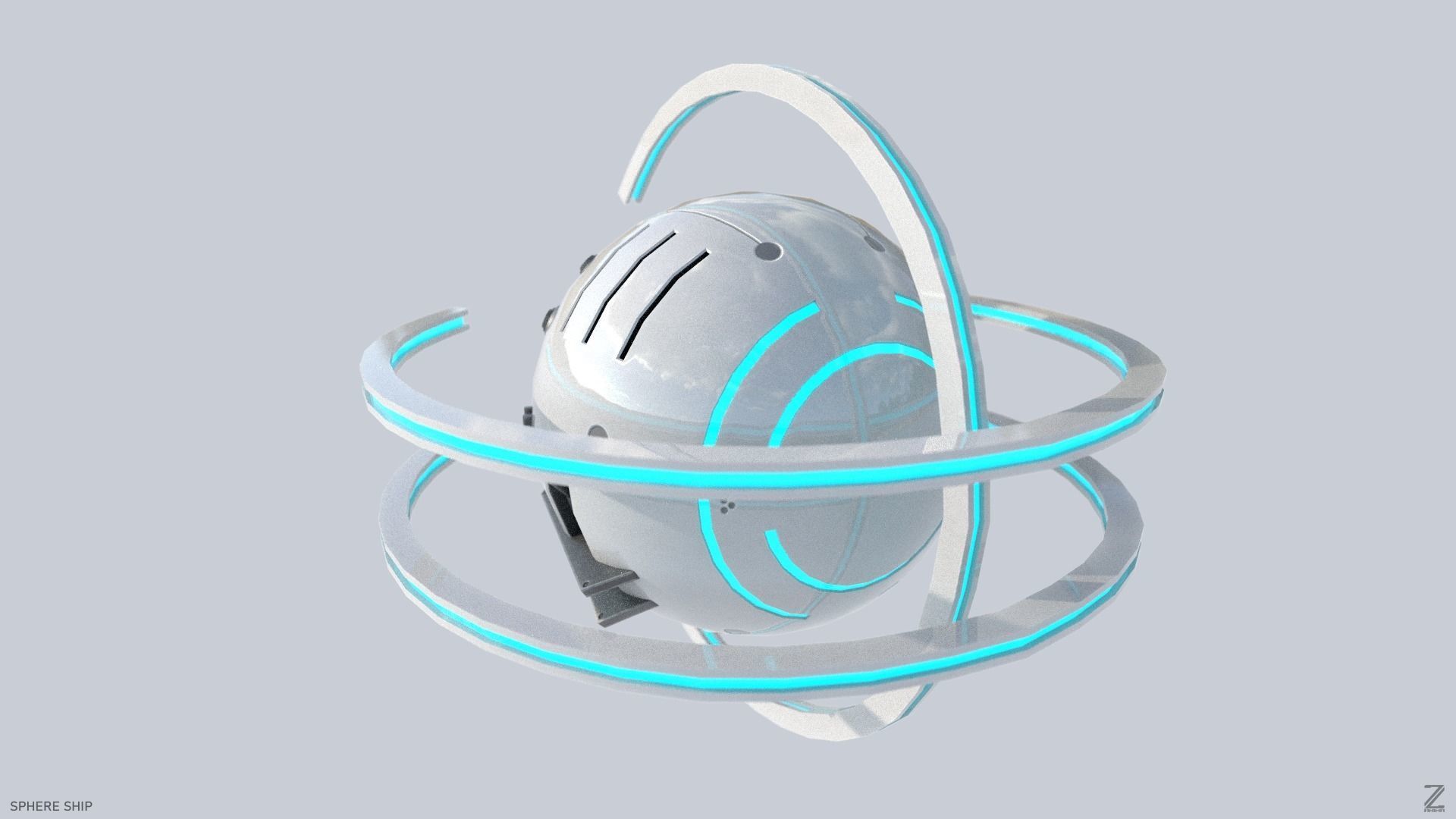 Sphere ship Low-poly 3D model_3