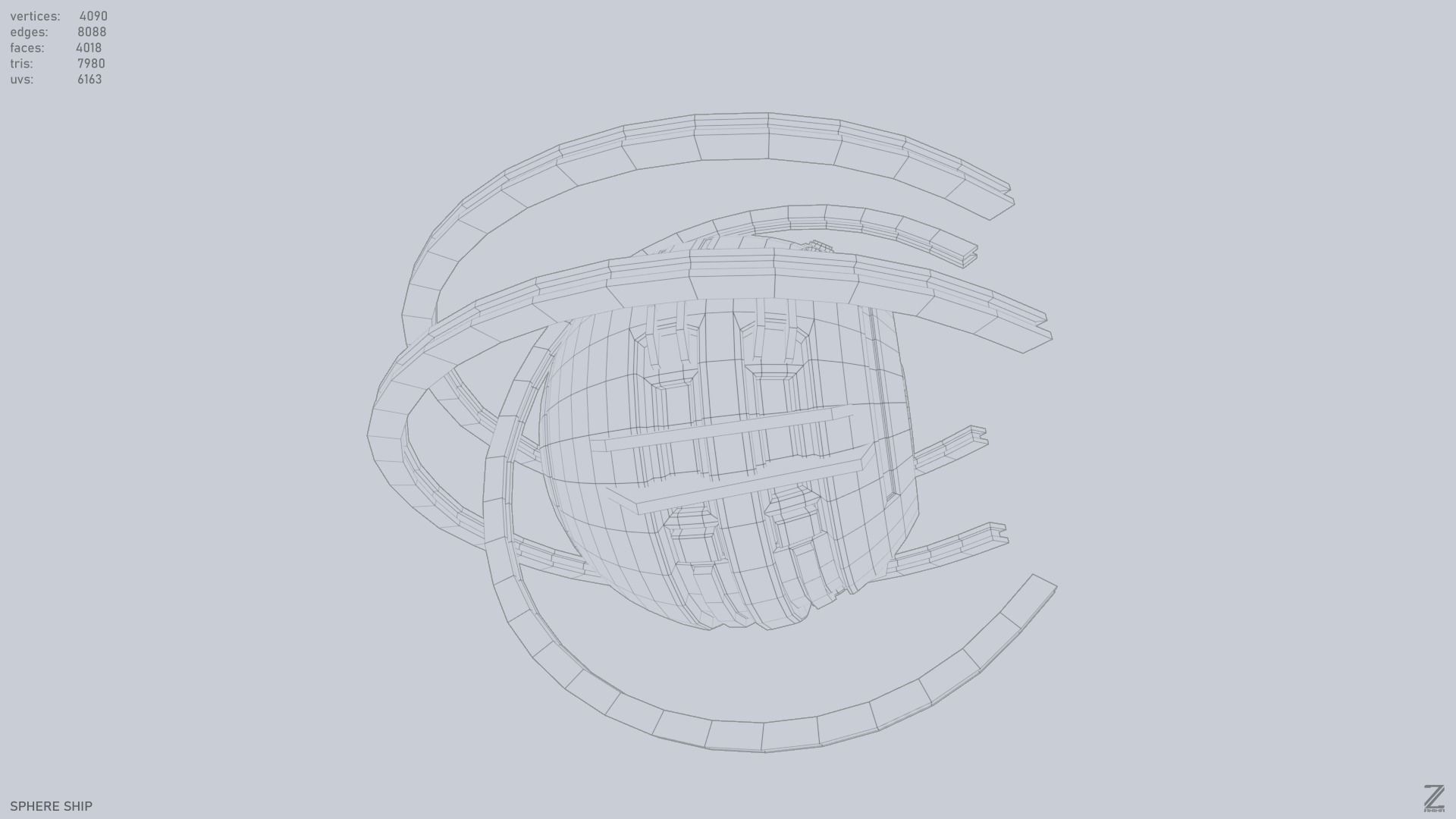 Sphere ship Low-poly 3D model_12