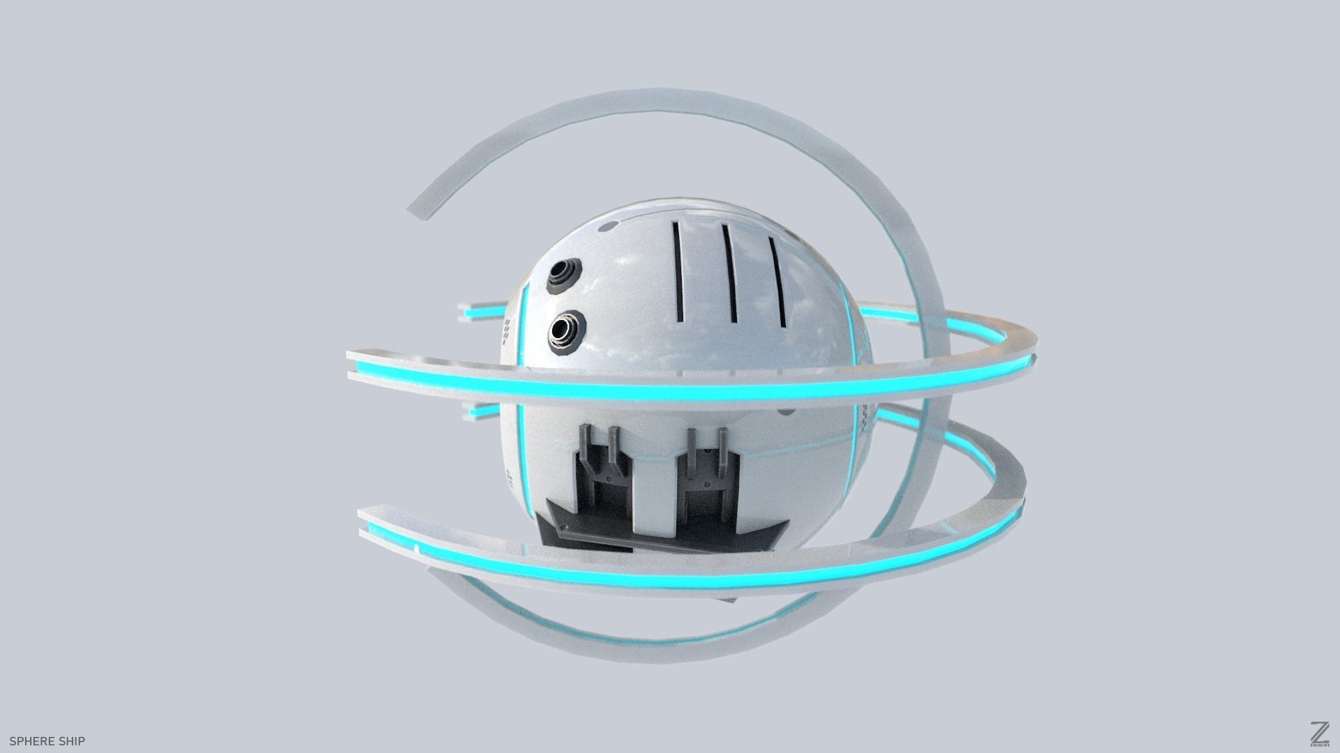 Sphere ship Low-poly 3D model_1