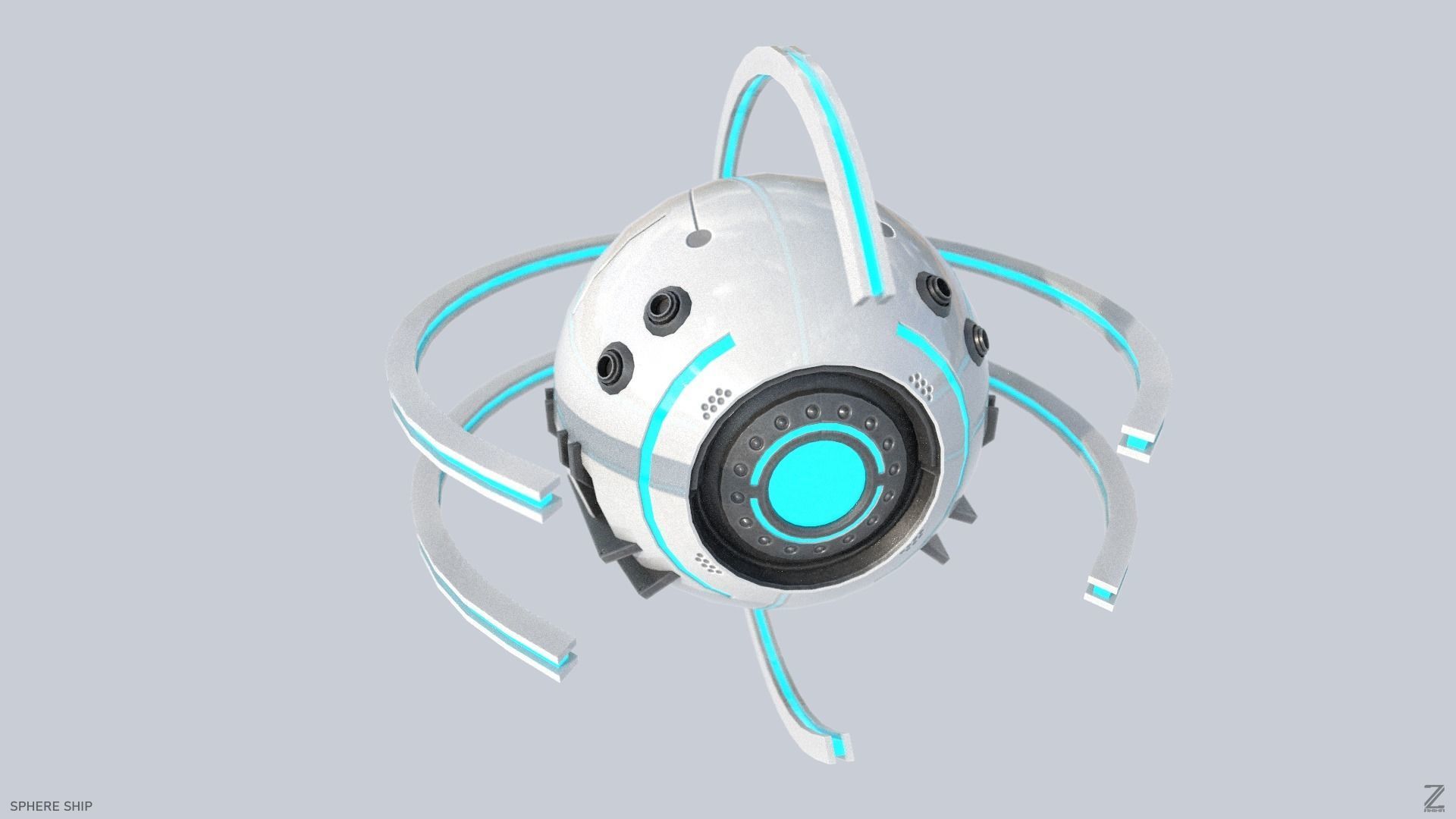 Sphere ship Low-poly 3D model_6