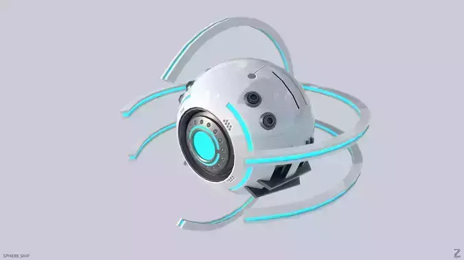 Sphere ship Low-poly 3D model