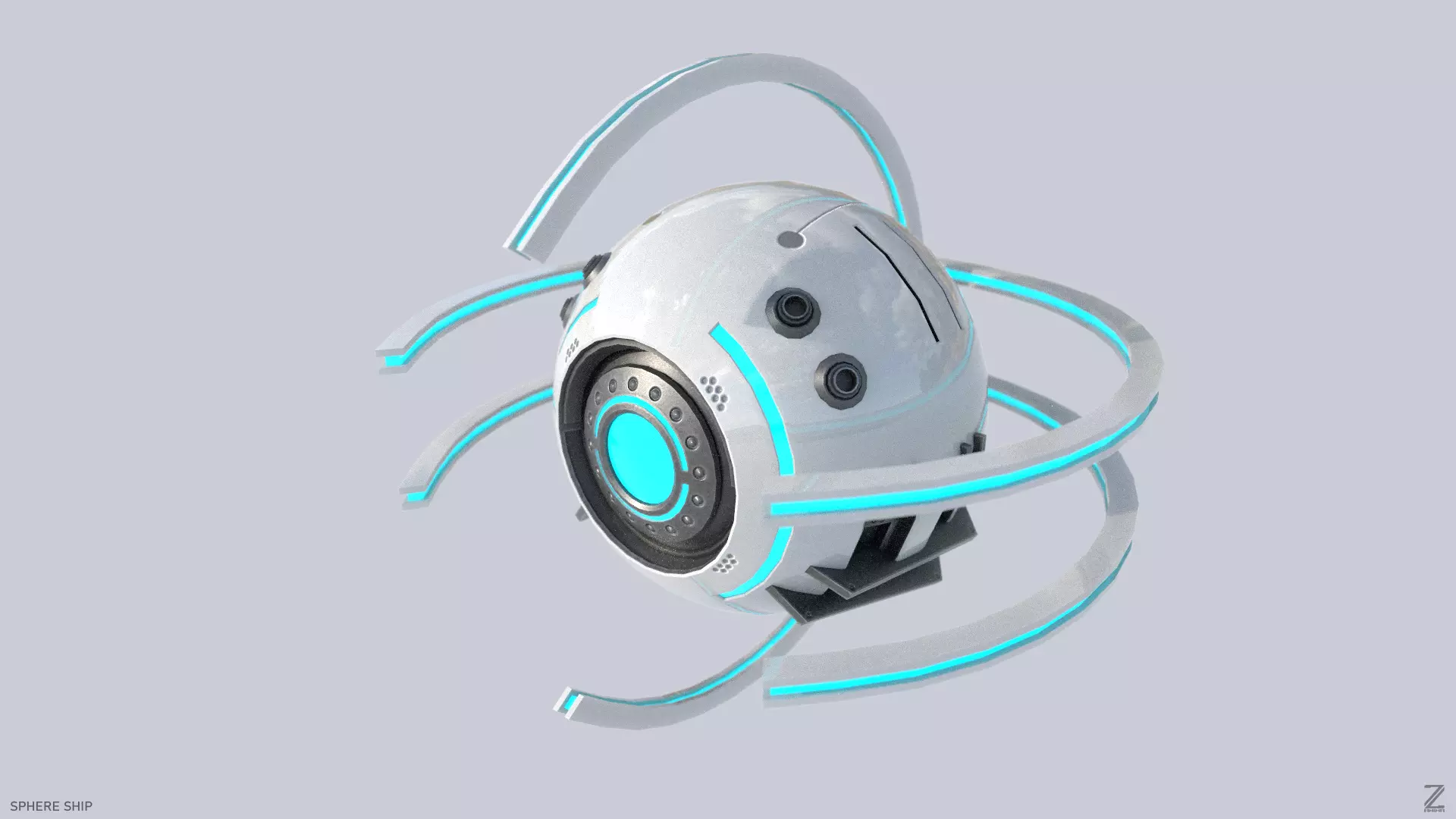 Sphere ship Low-poly 3D model_0