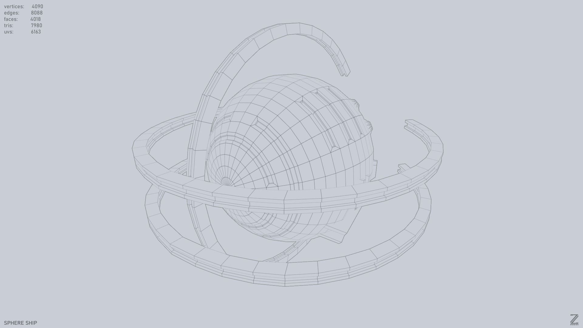 Sphere ship Low-poly 3D model_11